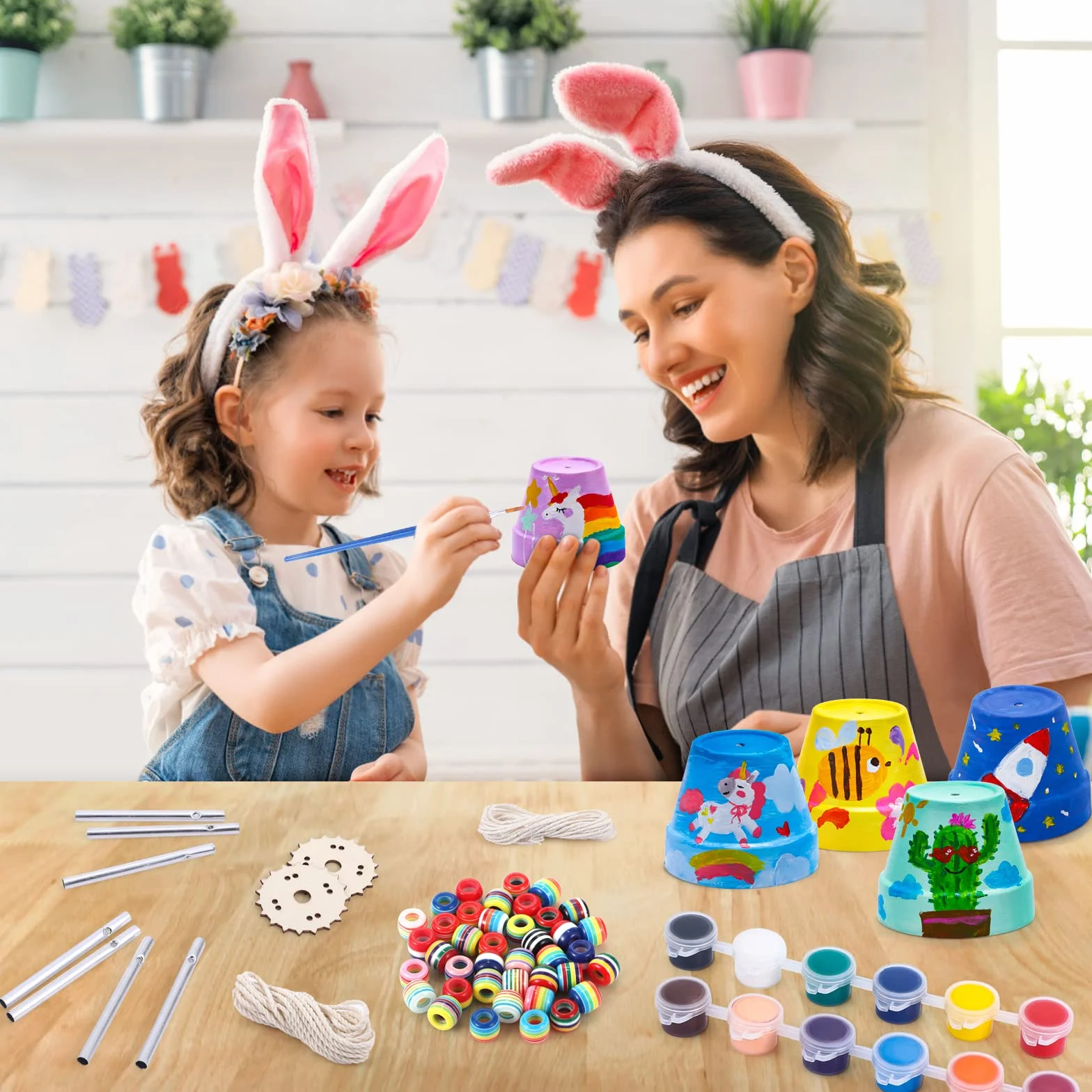 Kit de Carillon Éolien pour Enfants Bricolage Jouet Créatif avec Tiges Cadeau 3+