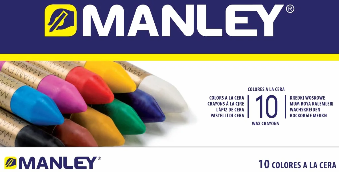 Manley Craies à la Cire 10 Unités Professionnelles Couleurs Assorties