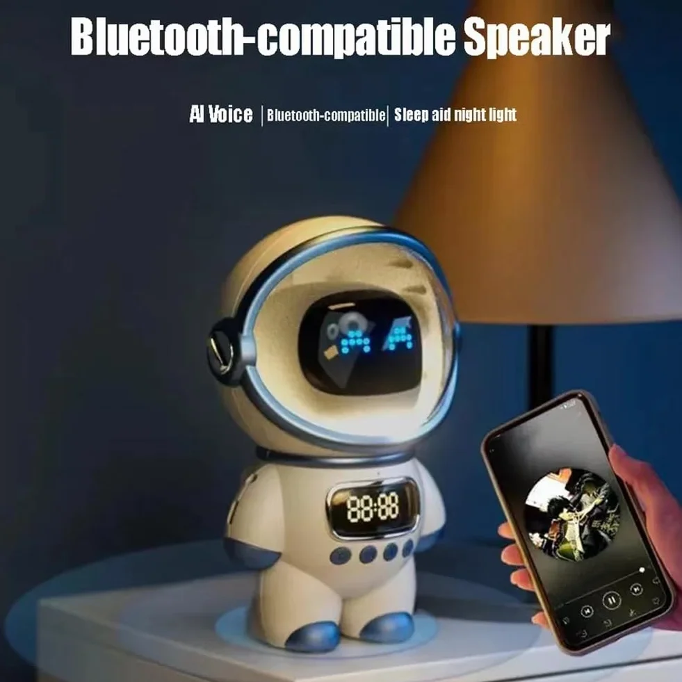 Robot AI Intelligent Haut-Parleur Bluetooth Boîte Sonore Réveil FM Radio
