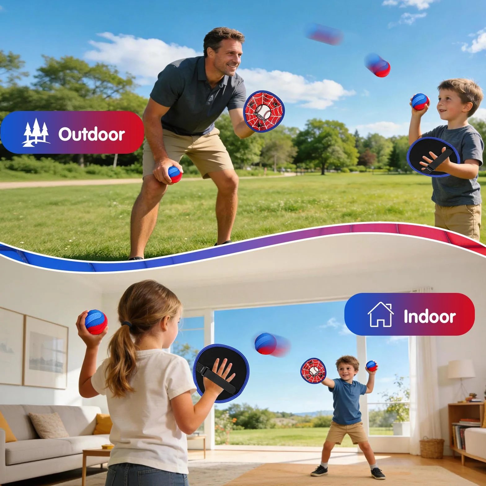 Jeu de Lancer et d'Attraper pour Enfants, Jeux Exterieur Enfant, Jeu de Jardin et Jouet de Plage 3-12 Ans