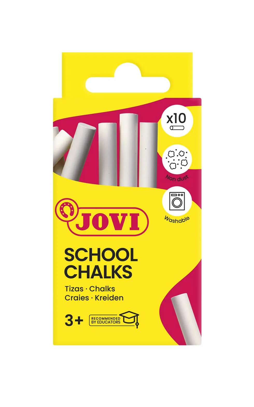 Jovi Craies CLASSCOLOR Boîte de 10 unités Couleur blanche Sans poussière Facile à effacer Résistante Sans gluten