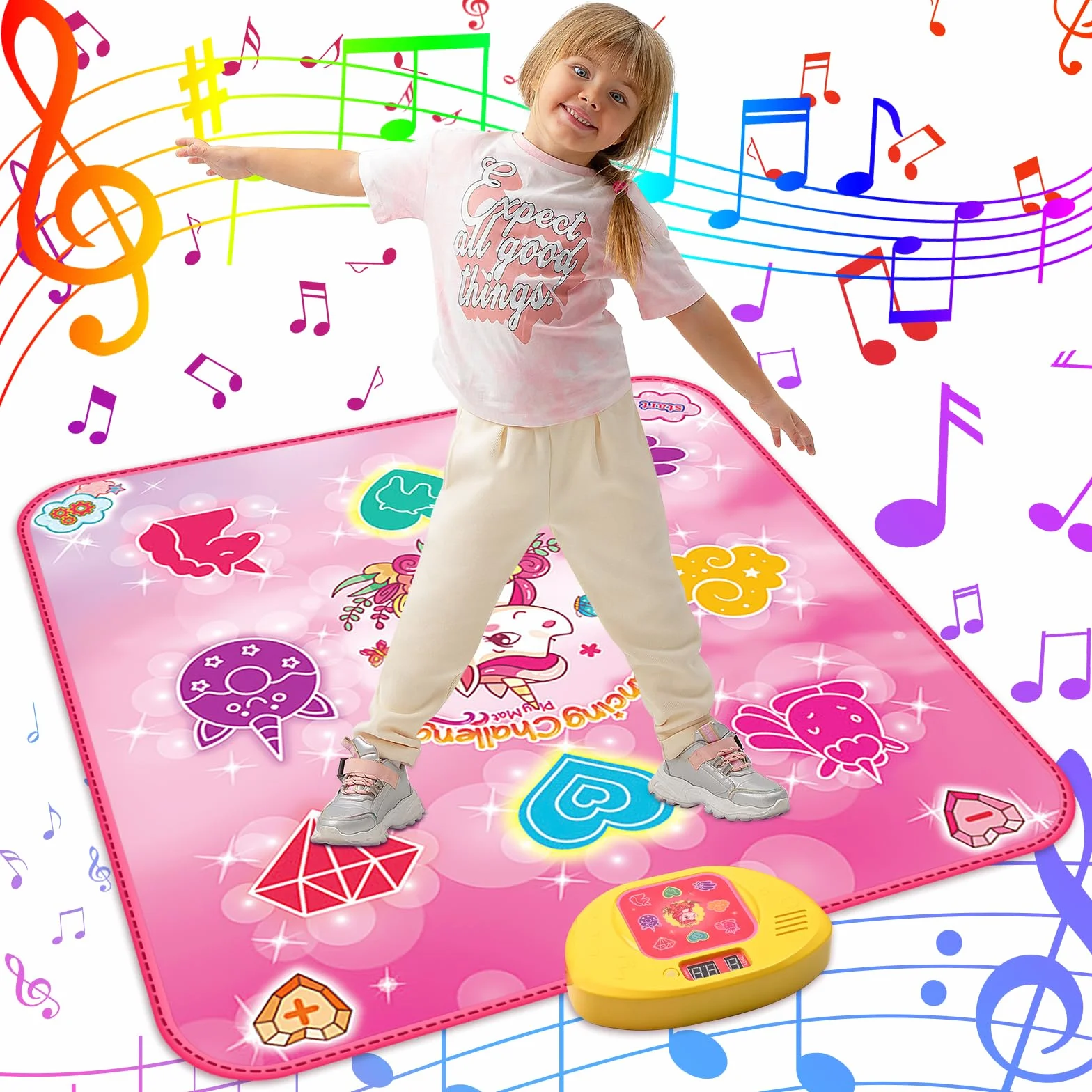 ZWOOS Tapis de Danse Fille avec Affichage LED, Tapis Musical Électronique 3-12+ Ans, Deux Modes de Jeu