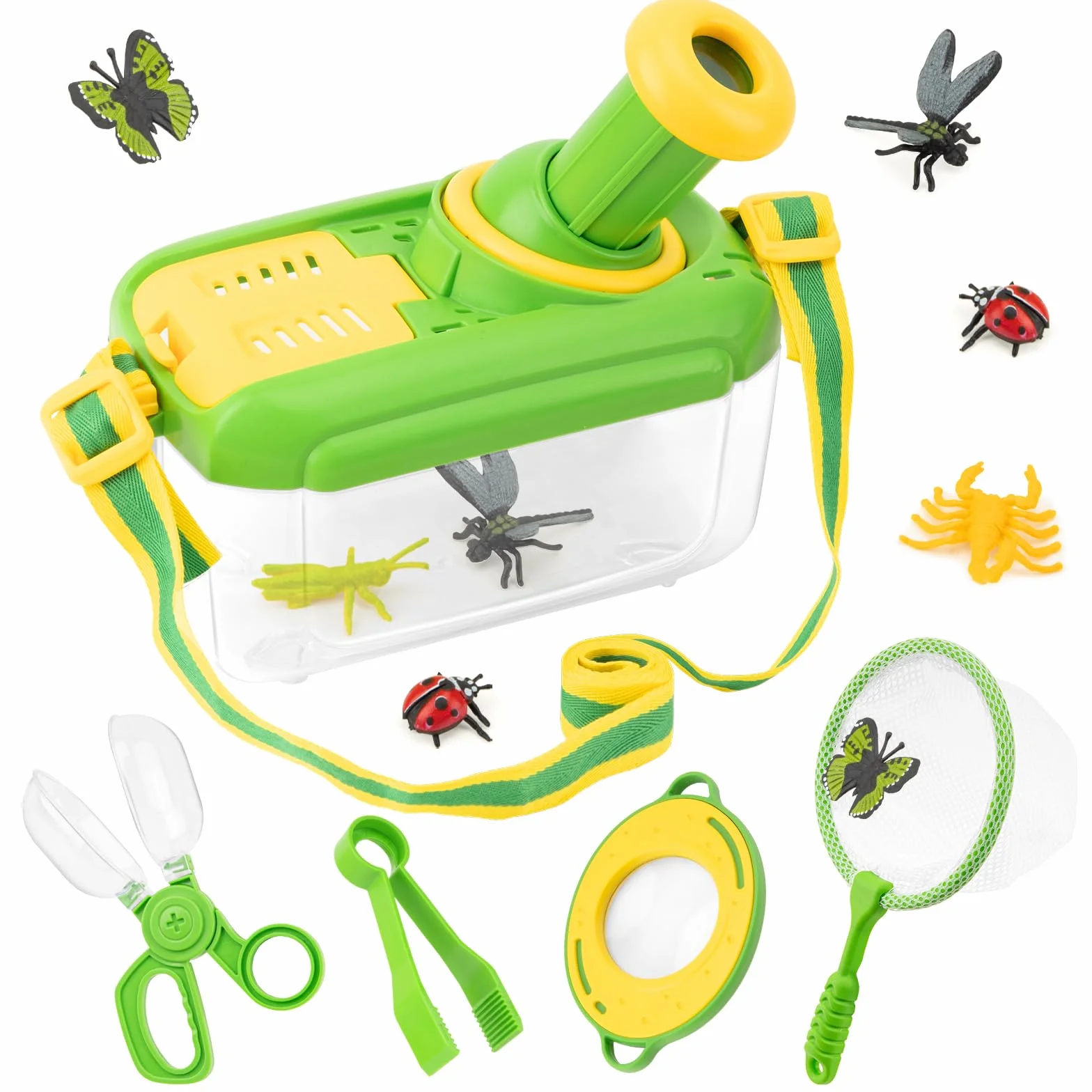 Kit Exploration Enfant Jouets - 5 Pièces Attrape Insecte avec 12 Faux Insectes, Jouet Exterieur Éducatif Cadeau Noël Garçon Fille 3-6 Ans