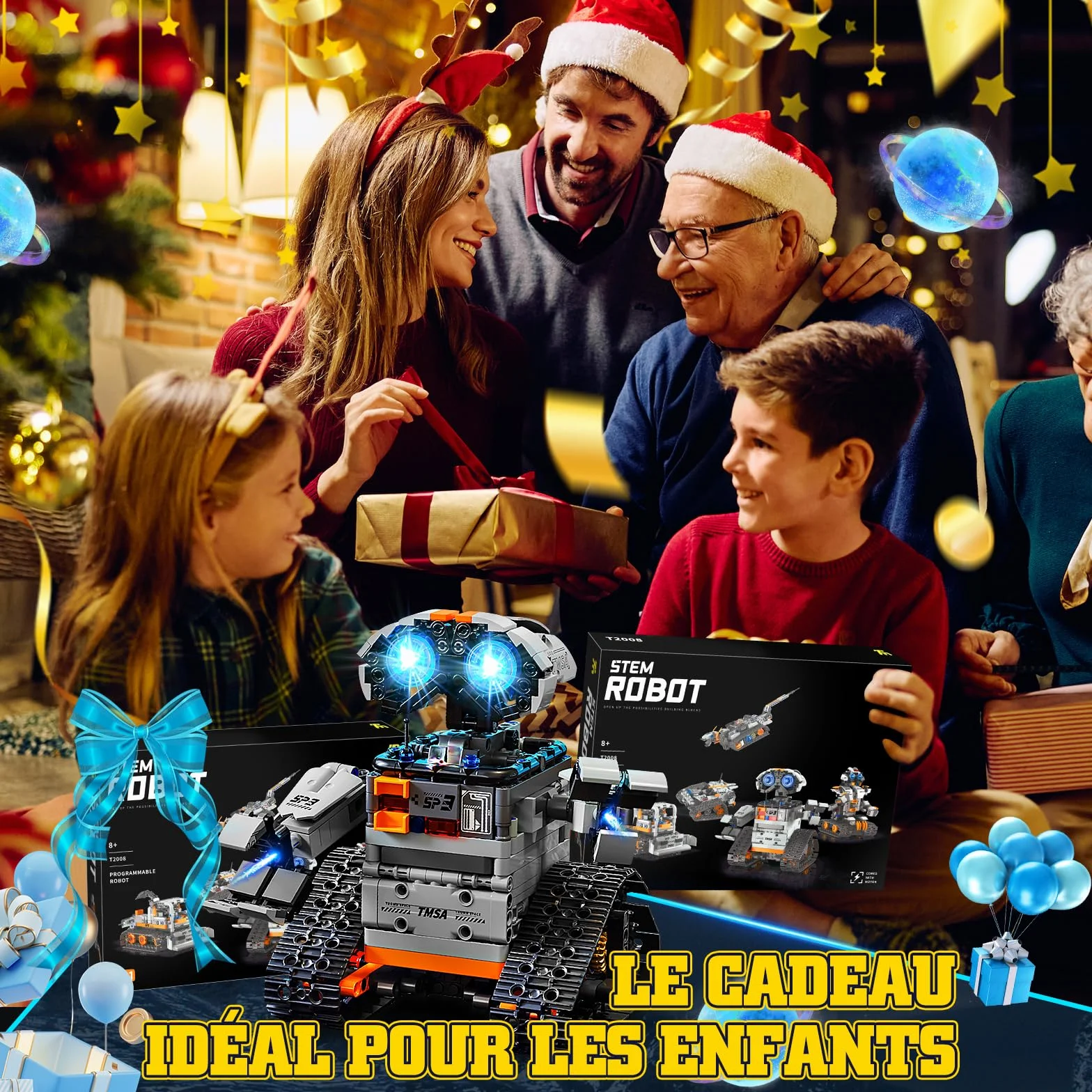 YOOHBERRYS Technic Robot Programmable 5-en-1 pour Enfants, Robotique avec Application et Télécommande, Cadeau Garçons 6-12 Ans (Gris)