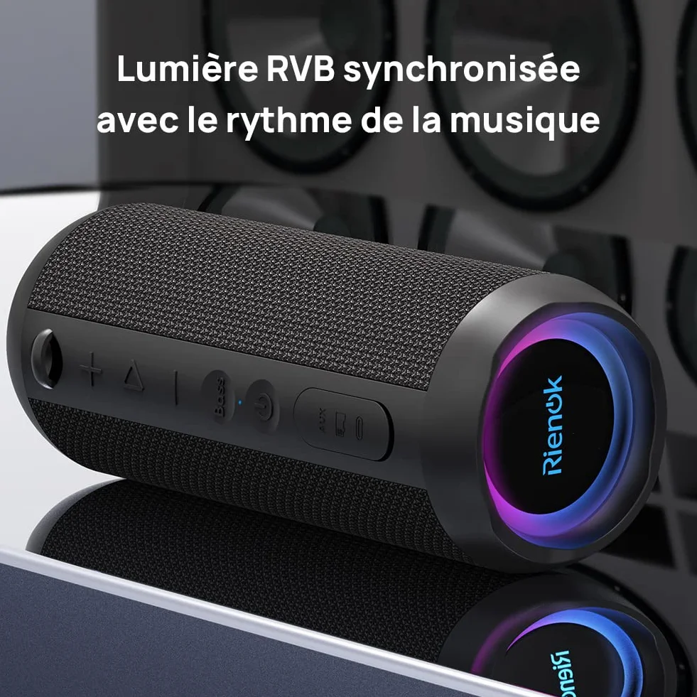 RIENOK Enceinte Portable Bluetooth 5.3 30W IPX7 30H Noir