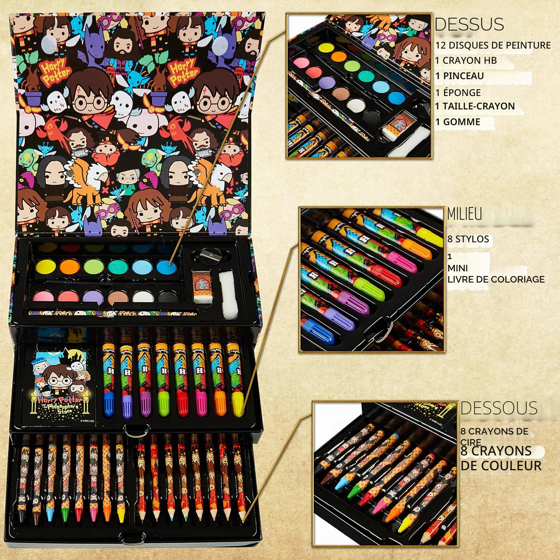 Harry Potter Malette Coloriage Enfant Coffret Dessin Feutres Crayons de Couleur Cadeau