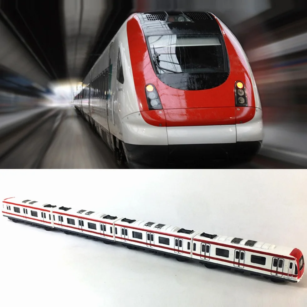 Modèle de Train en Alliage 1/64 Échelle Métro ToysPlay, 4pcs Set Blanc Rouge
