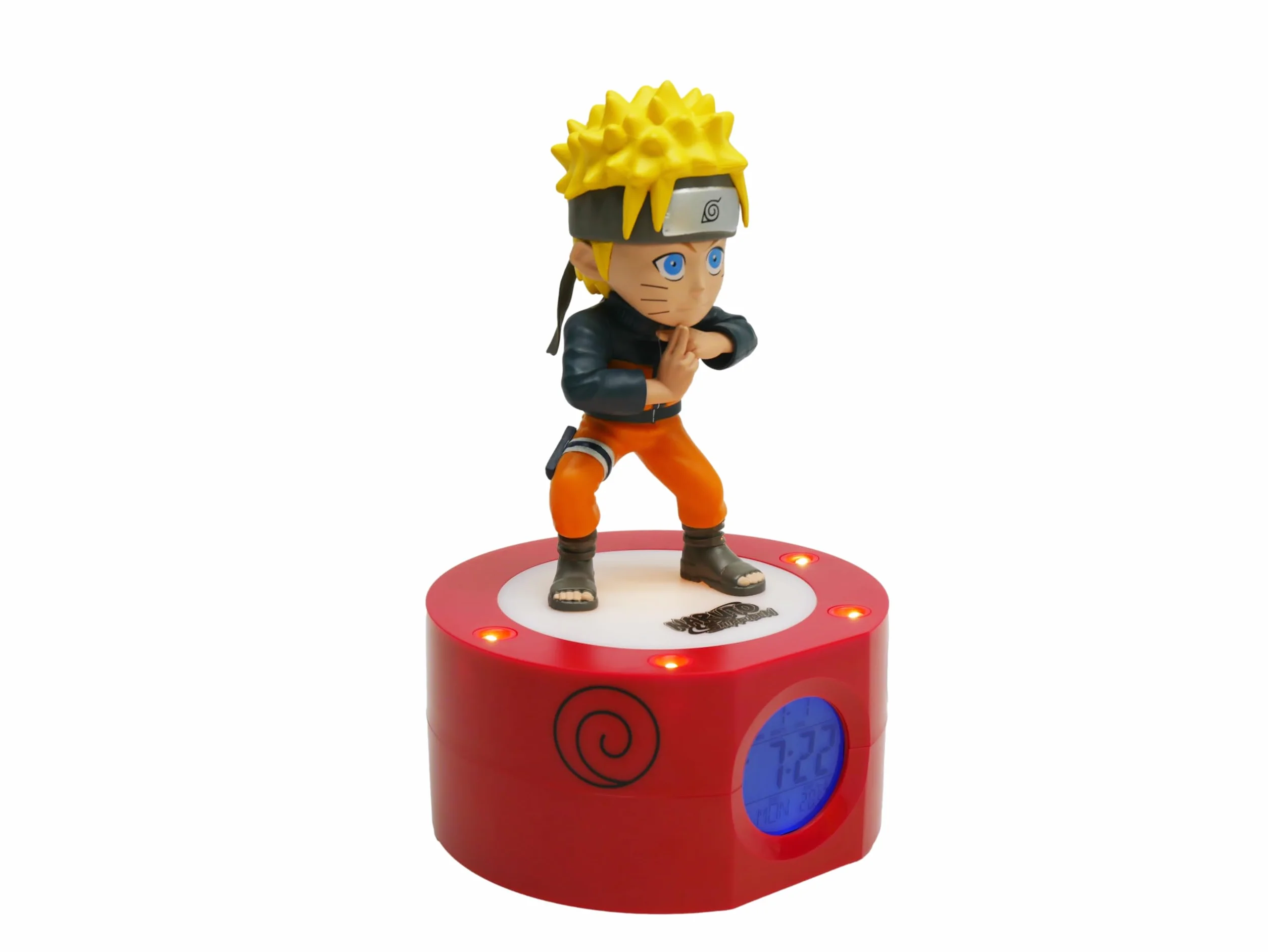 Réveil Lumineux Naruto Shippuden 18 cm - Noire Orange Jaune - Fonctionne 3 x AAA/Secteur - Câble USB Inclus - Bleu - Dès 6 Ans