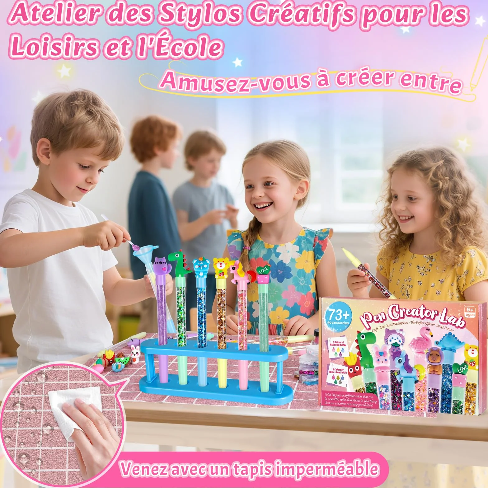 Kazzley Fabrique à Stylo 73 PCS 20 Stylos 40 Recharges Loisir Créatif Enfant 5-12 Ans Cadeau Fille Garçon
