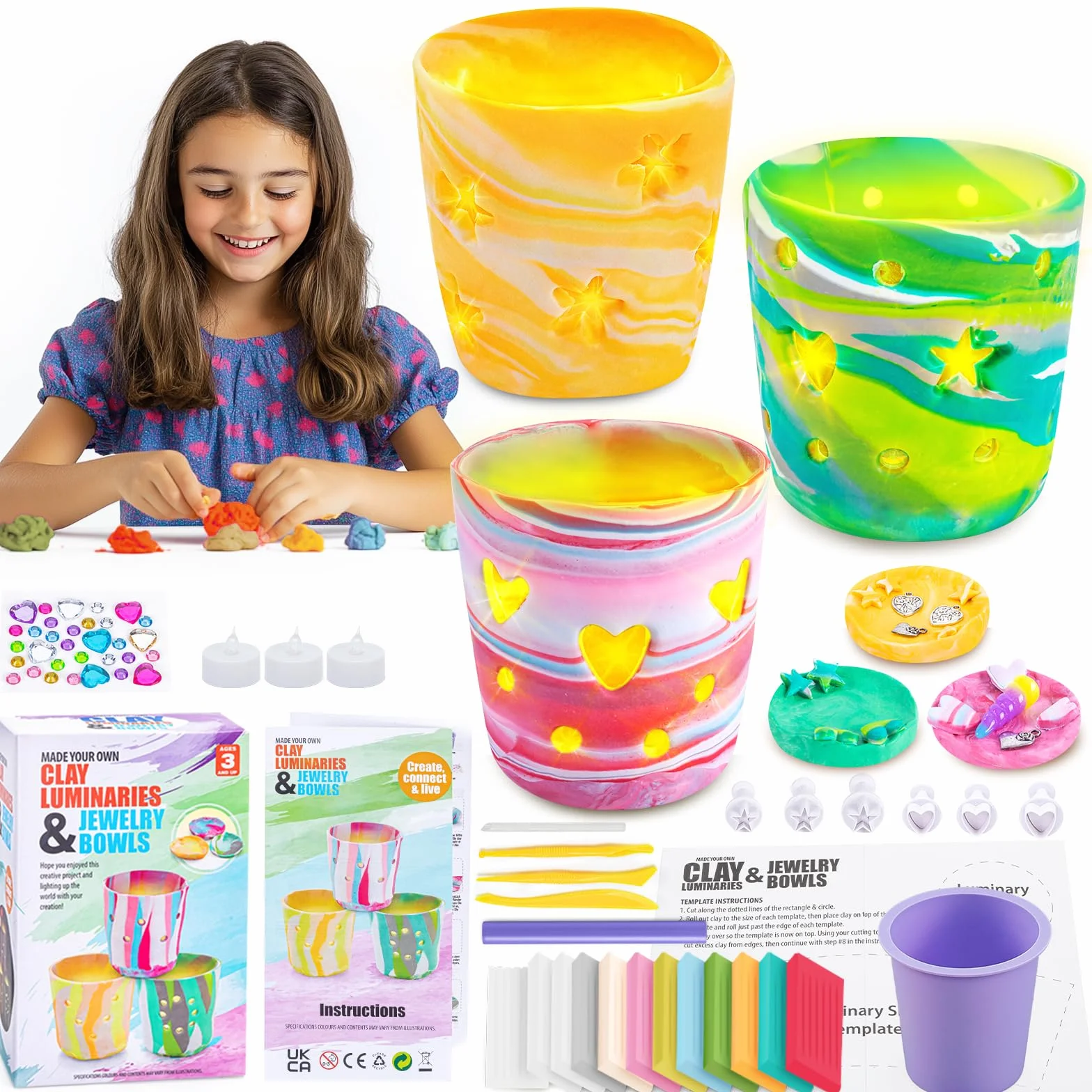 FGZU Kit de Lampes en Argile Bricolage Activité Manuelle Enfants Adultes DIY Loisir Créatif Cadeau Jouet 6-12 Ans