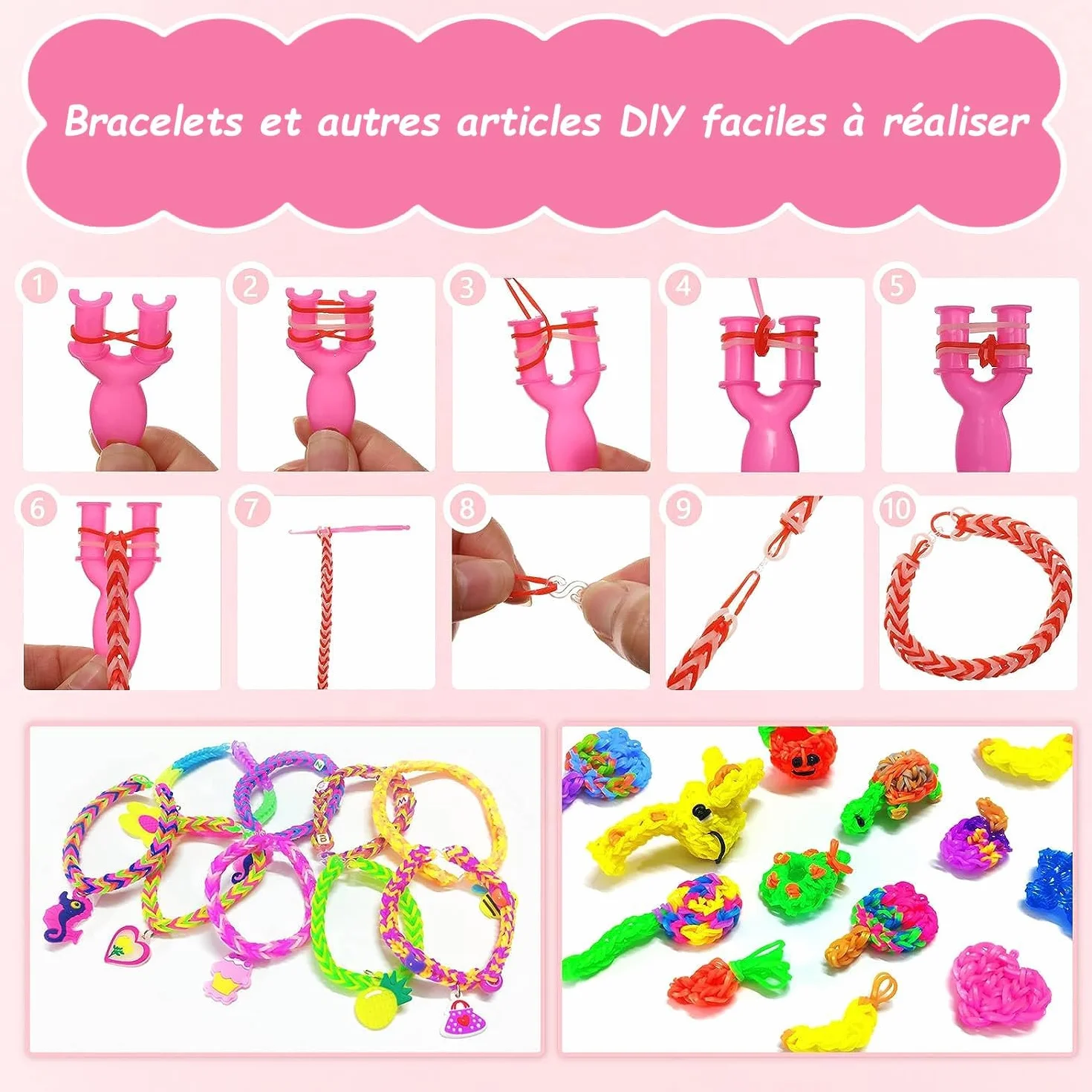 EITEYI 8000+ Elastique Bracelet Kit Enfant Loom Bands Bricolage Fille