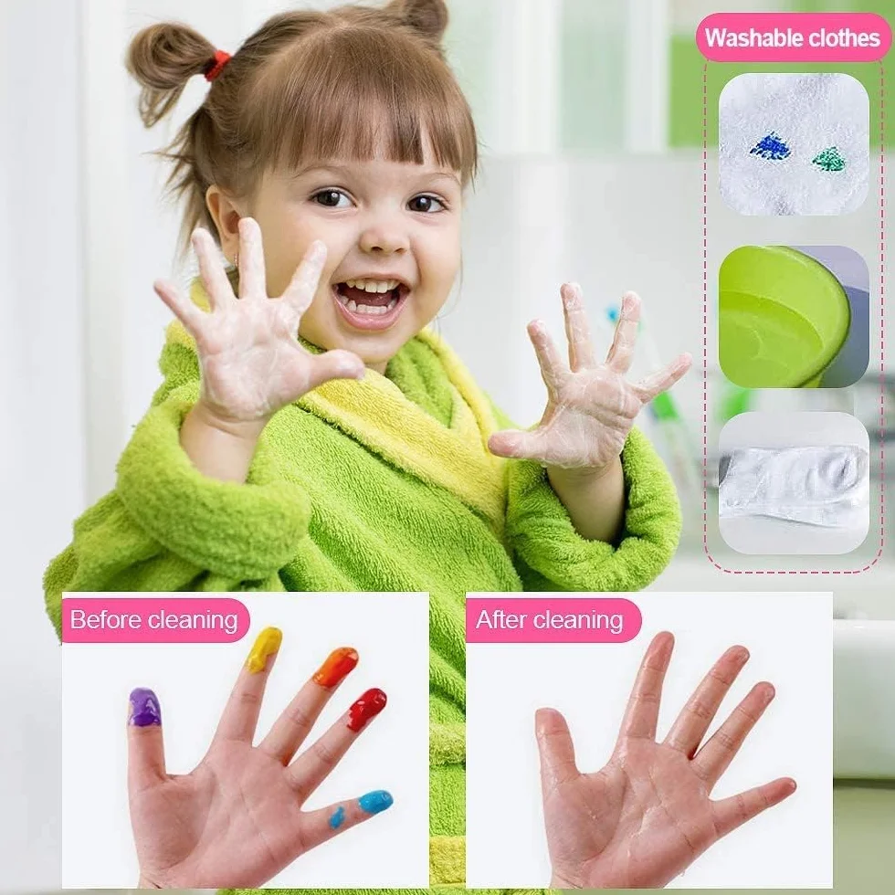 Peinture Enfant Lavable 30ml Peintures Doigt avec Pinceau Tablier Non Toxique Bébés Ensembles Peinture Jouets Dessin