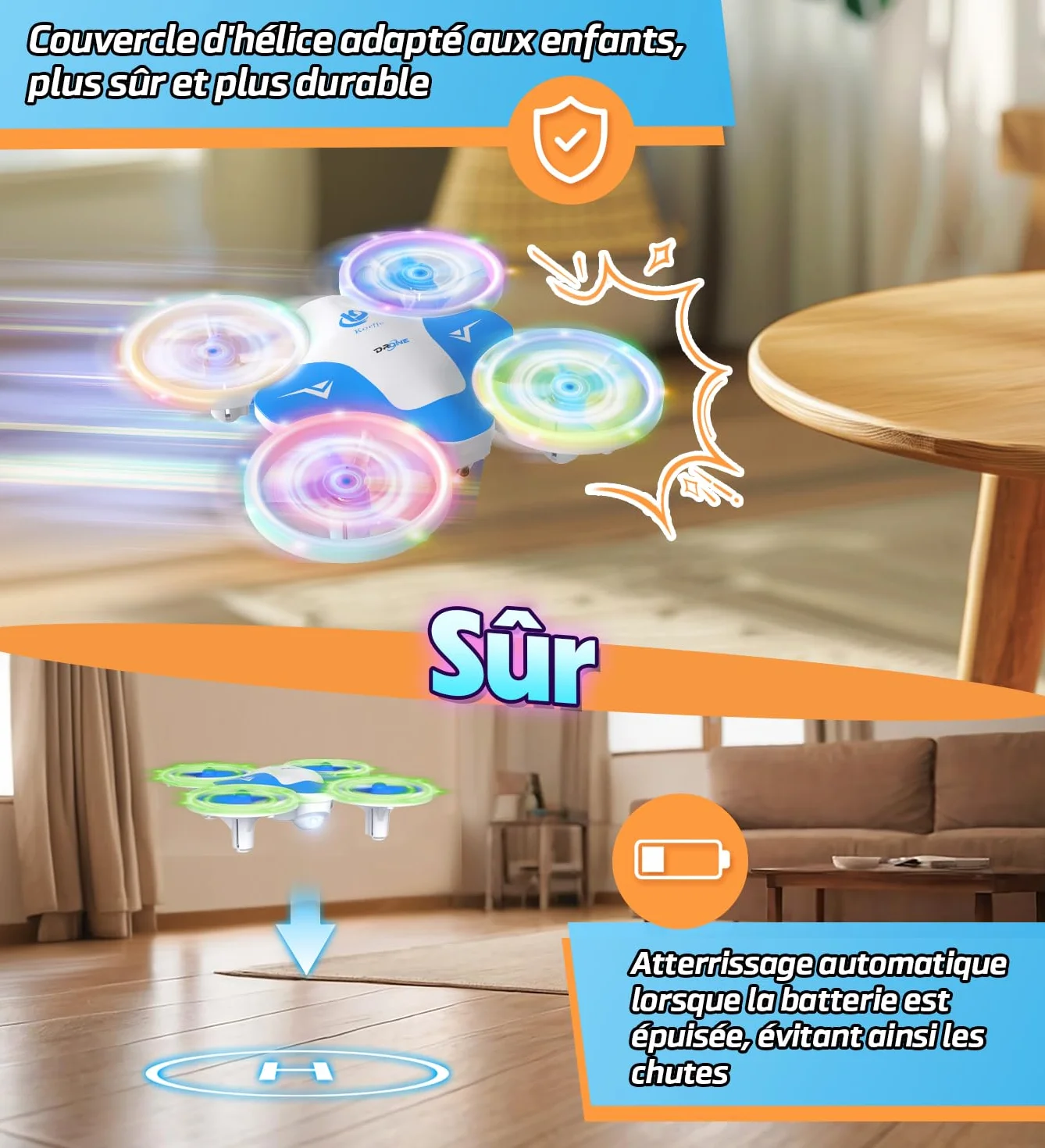 Mini Drone pour Enfants 6-10 Ans, Jouet Avion Télécommandé avec Lumières LED