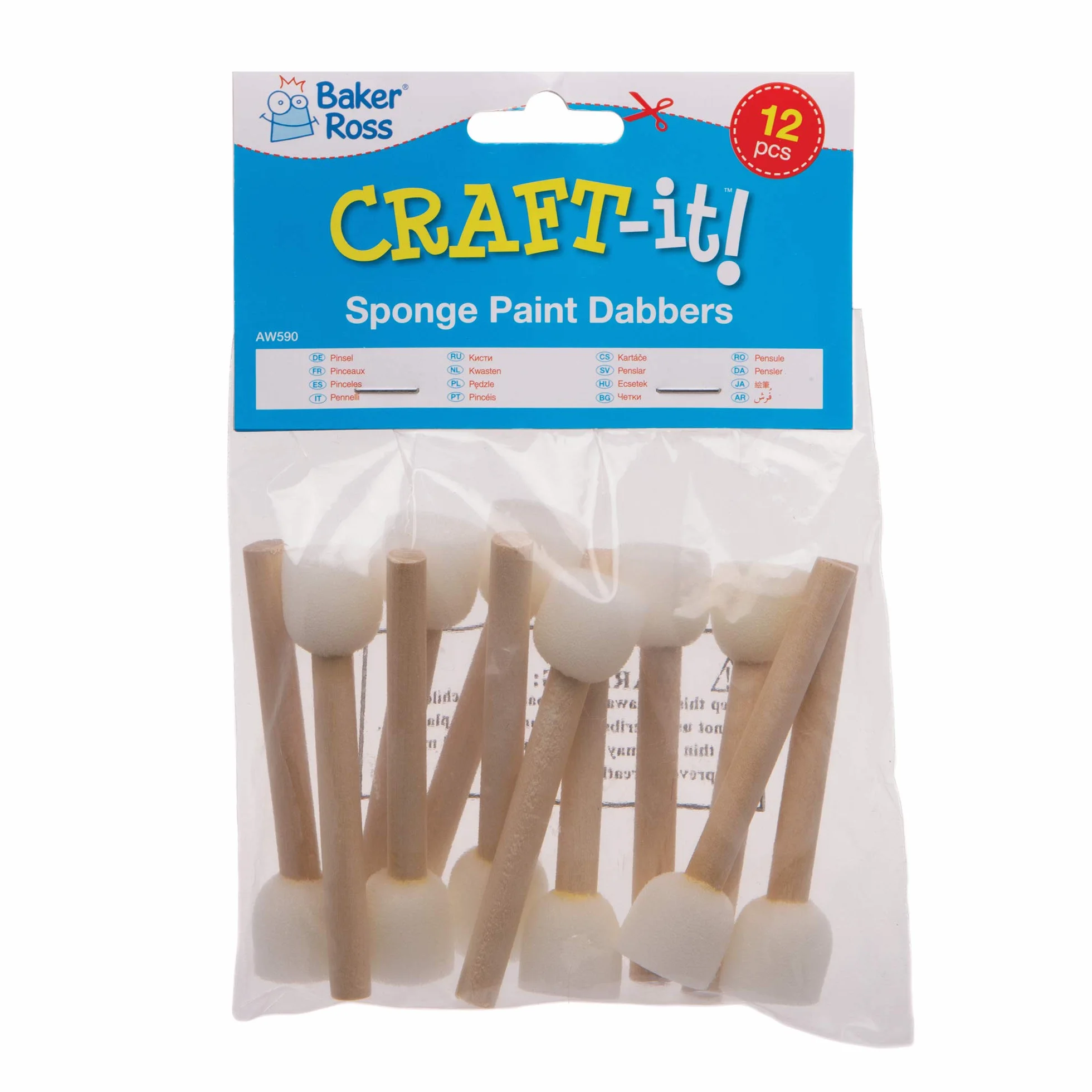 Baker Ross Mini-tampons éponges lot de 12 - Matériel créatif AW590 Coloris Assortis
