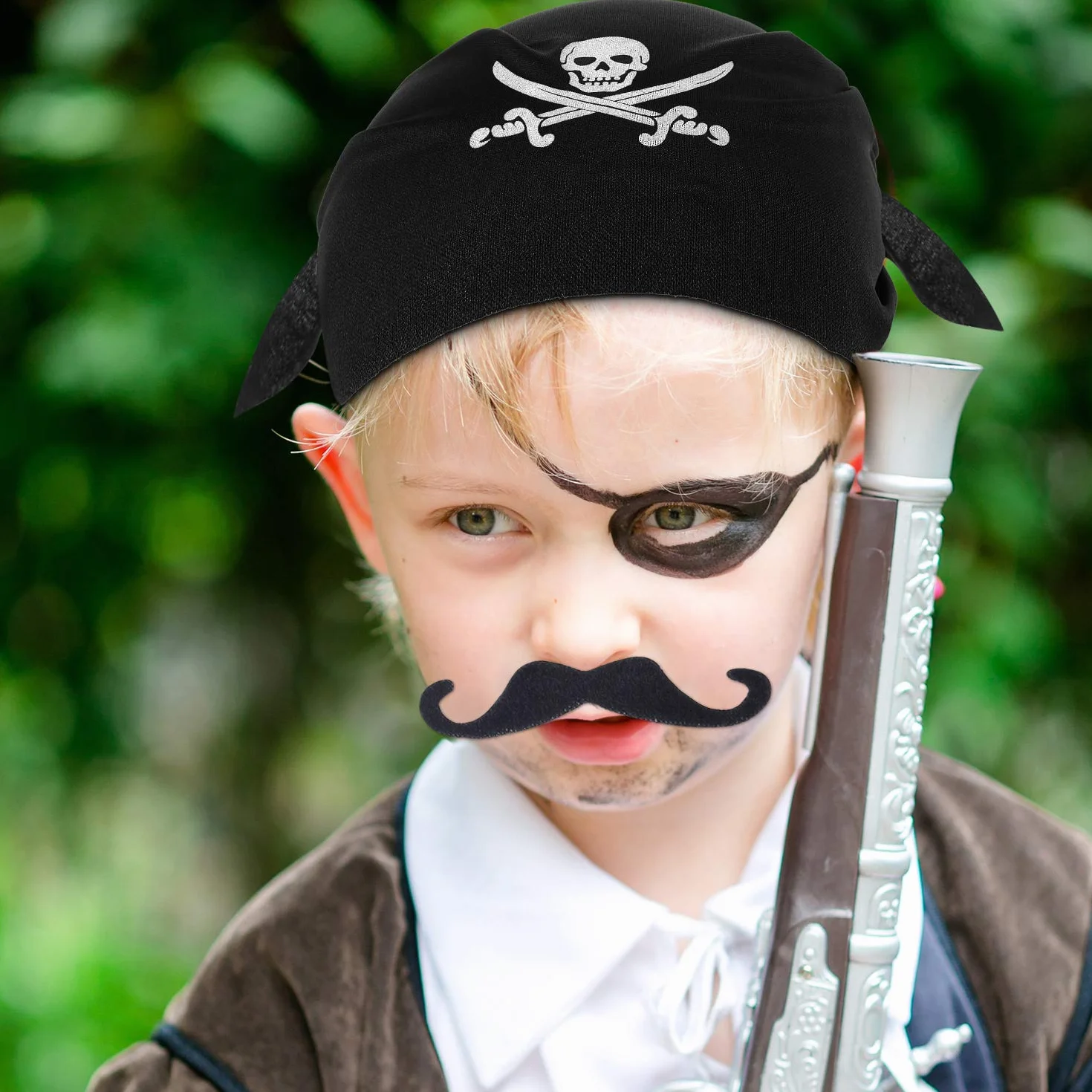 Blulu 12 Pièces Bandana de Pirate Noir pour Fête à Thème de Pirate Halloween Enfants