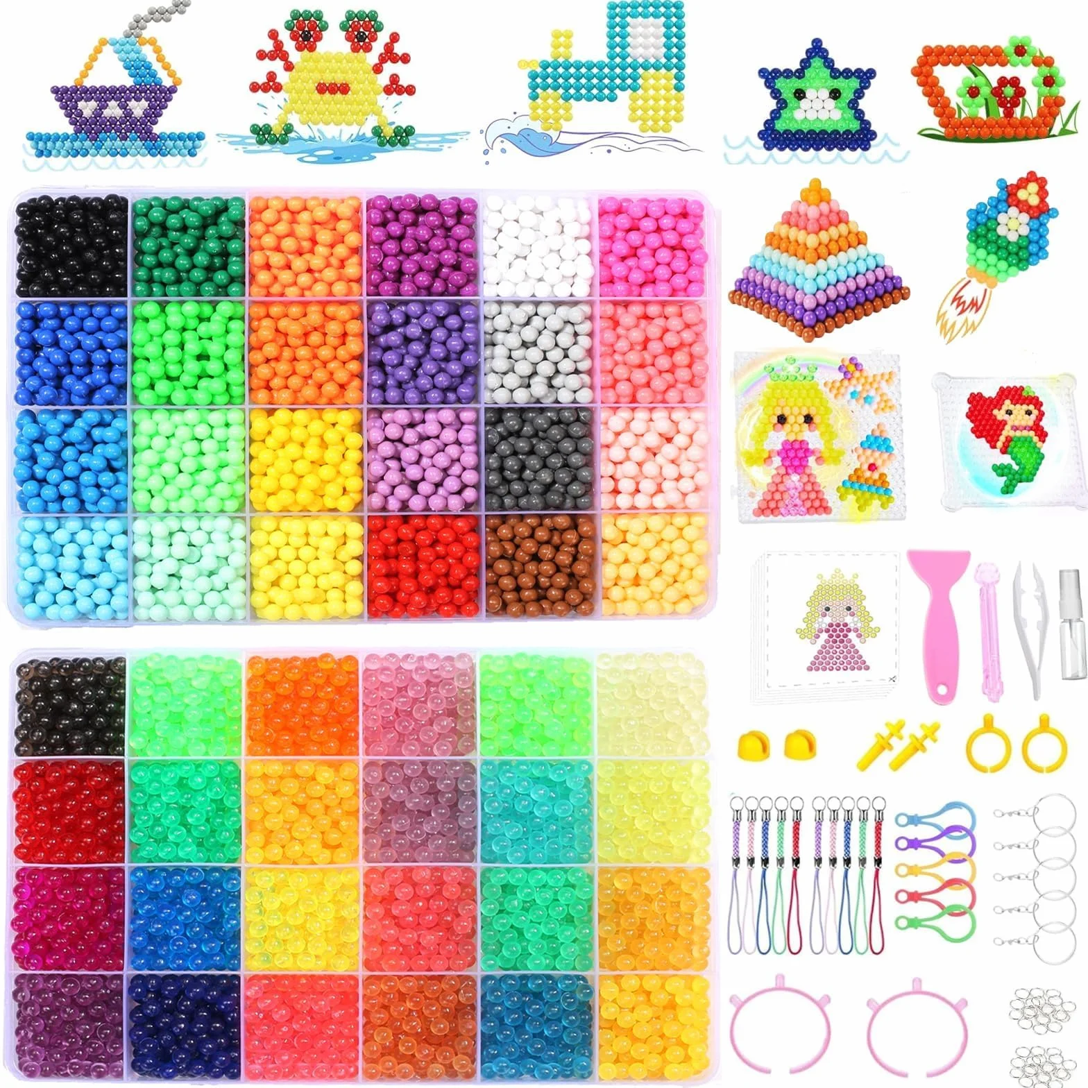 Perles à repasser 48 couleurs EIKEJI 7400 Recharge, brillent dans le noir, pour enfants loisir créatif cadeau