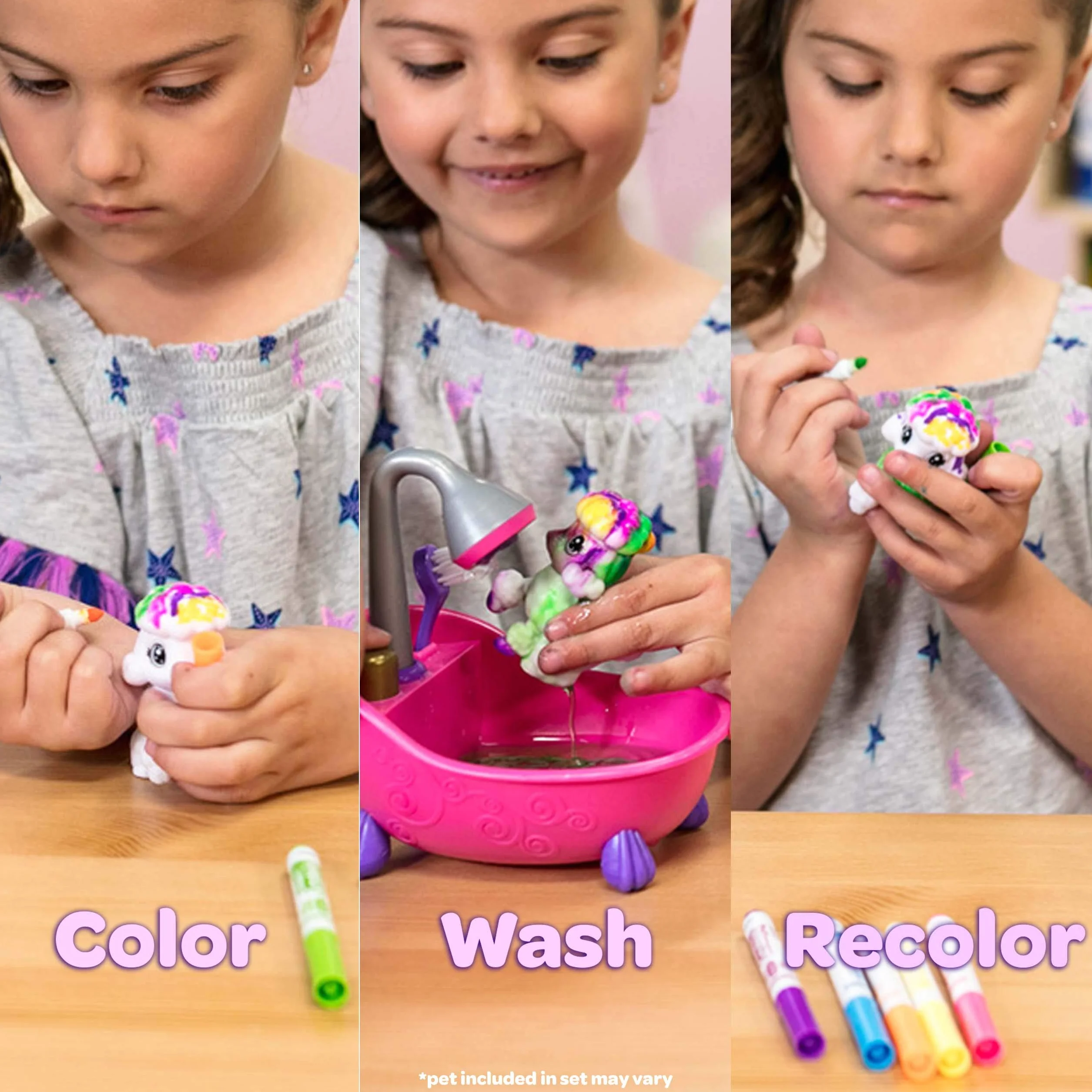Crayola Washimals Kit Créatif de Coloriage Feutres Couleurs Chiots Baignoire Douche Rose 3 Ans