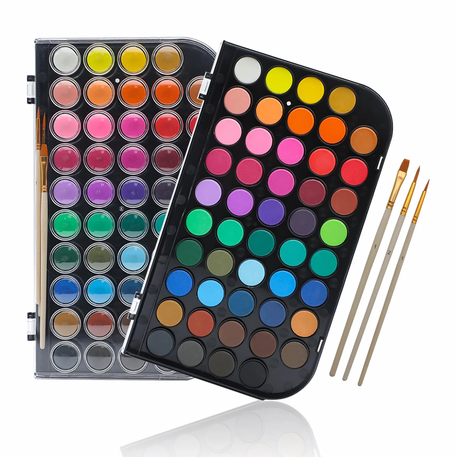 Artecho Ensemble de peinture aquarelle 48 couleurs avec pinceau à eau et pinceau classique
