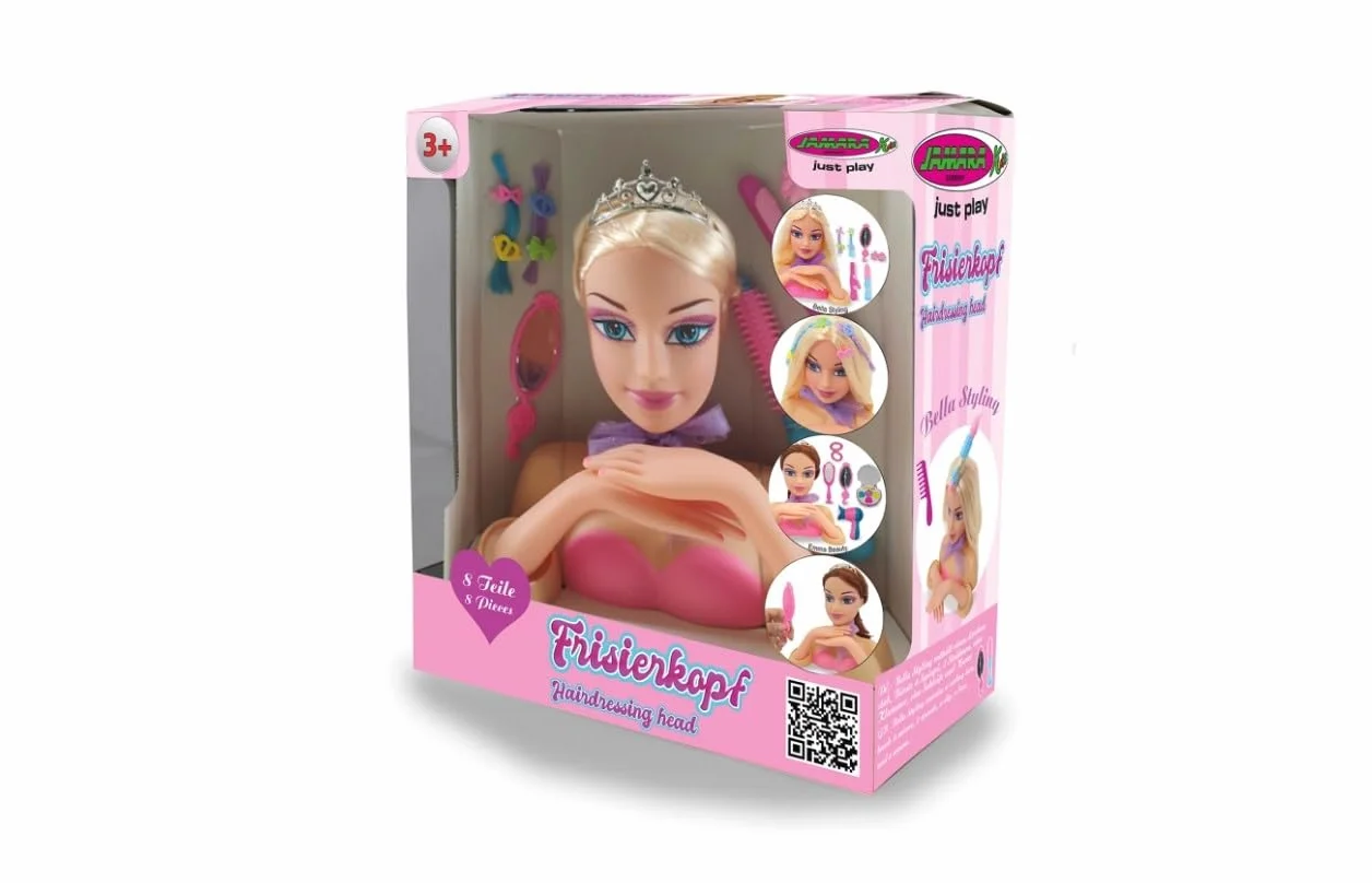 JAMARA Bella Styling Lot de 8 têtes à coiffer avec Accessoires Cheveux résistants