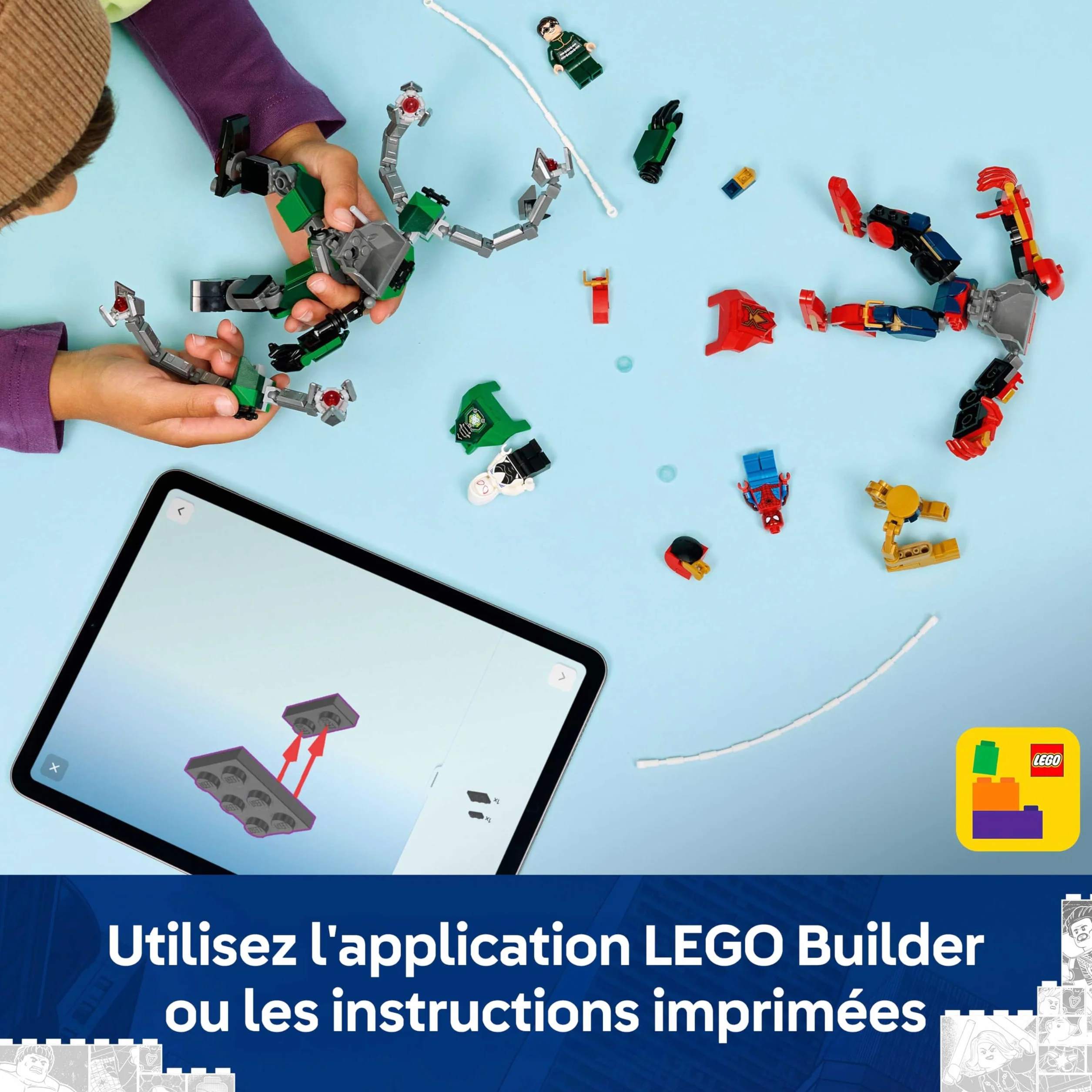 LEGO Marvel Le Combat des Robots Spider-Man contre Docteur Octopus Jouet Super-Héros 2 Figurines Action 3 Minifigurines 76338
