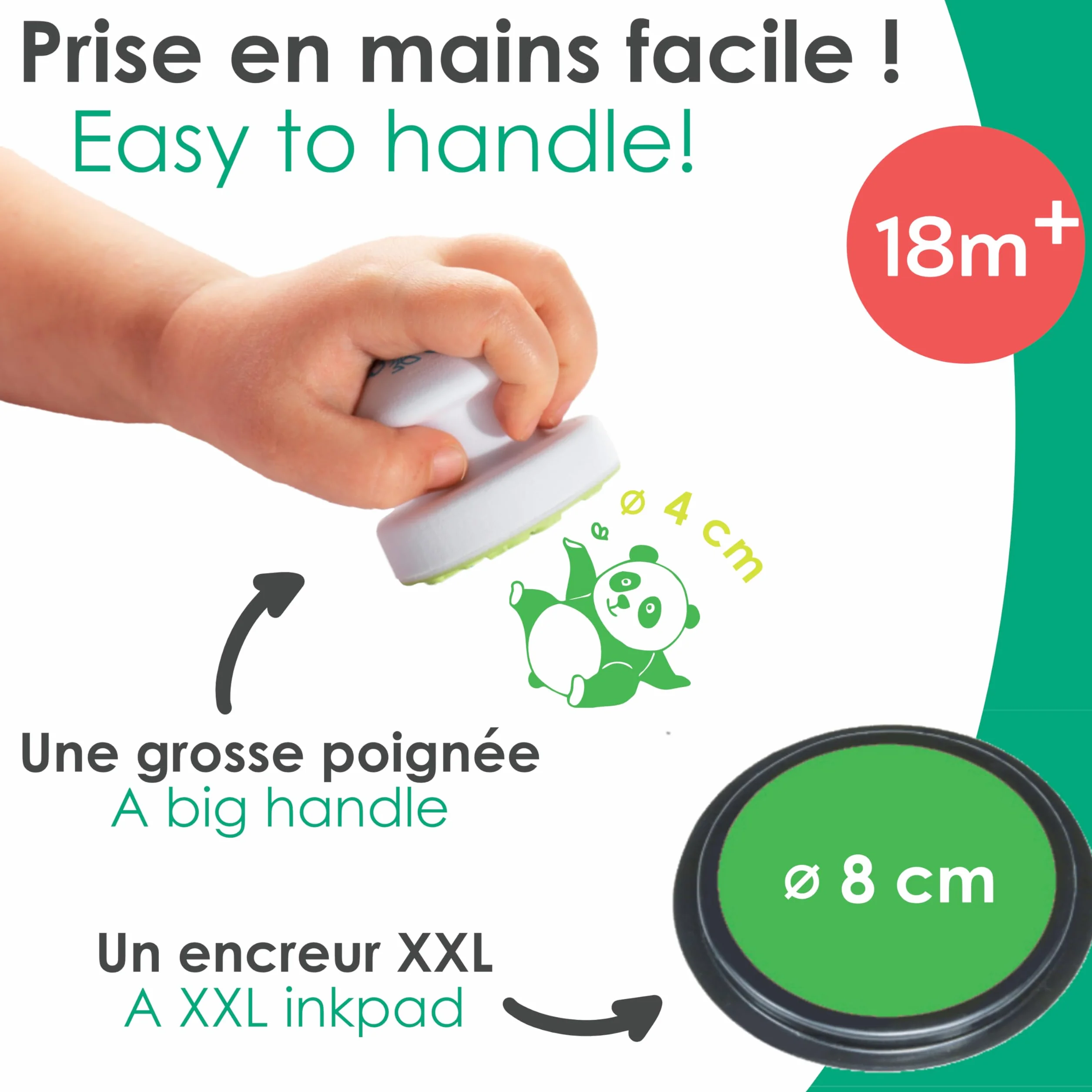Aladine Stampo Baby 4 Tampons Animaux avec Encreur, Encre Lavable, Activité Manuelle Enfant 2 Ans