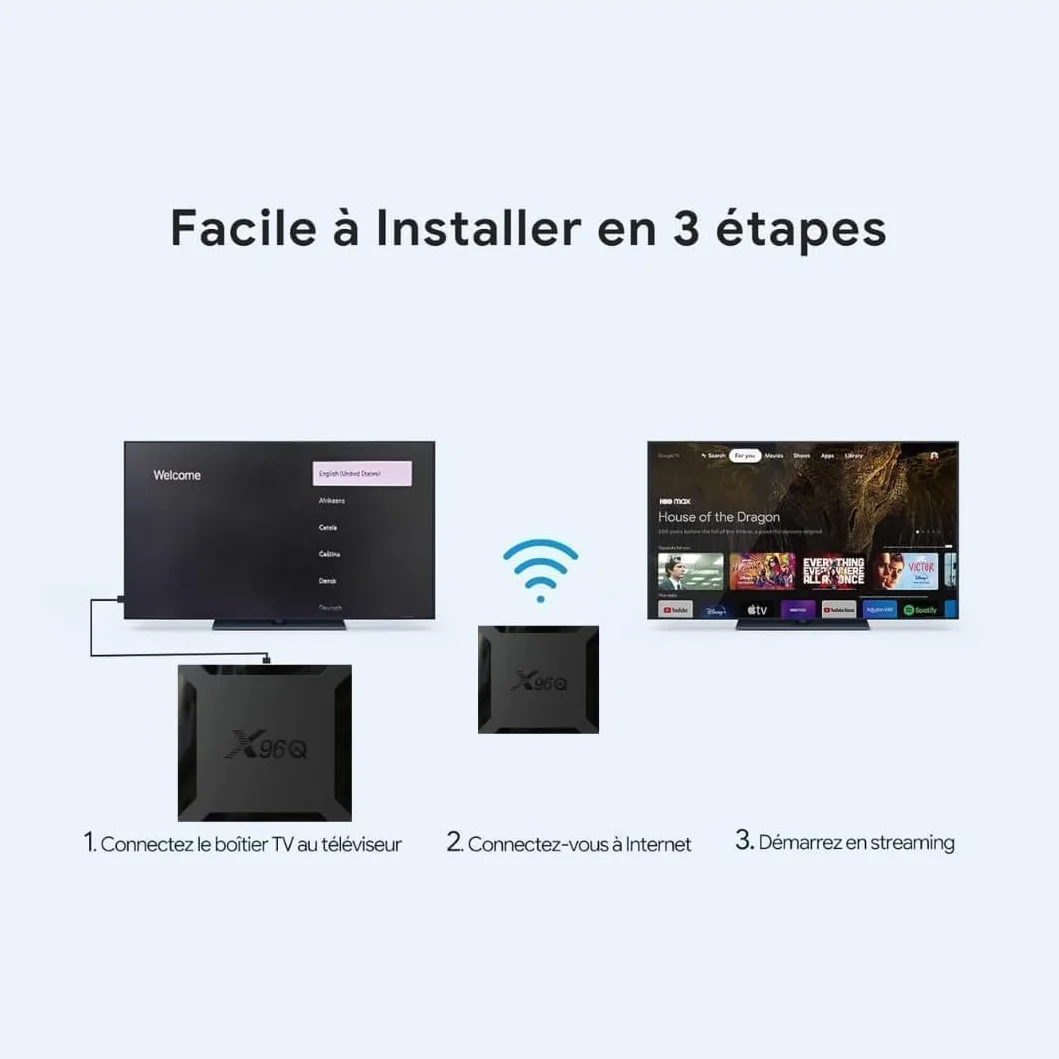 X96Q Boîtier IPTV Android TV Box Android 10.0 2GB 16GB Mini Smart TV Box Allwinner H313 Quad Core WiFi 4K HD 100M LAN