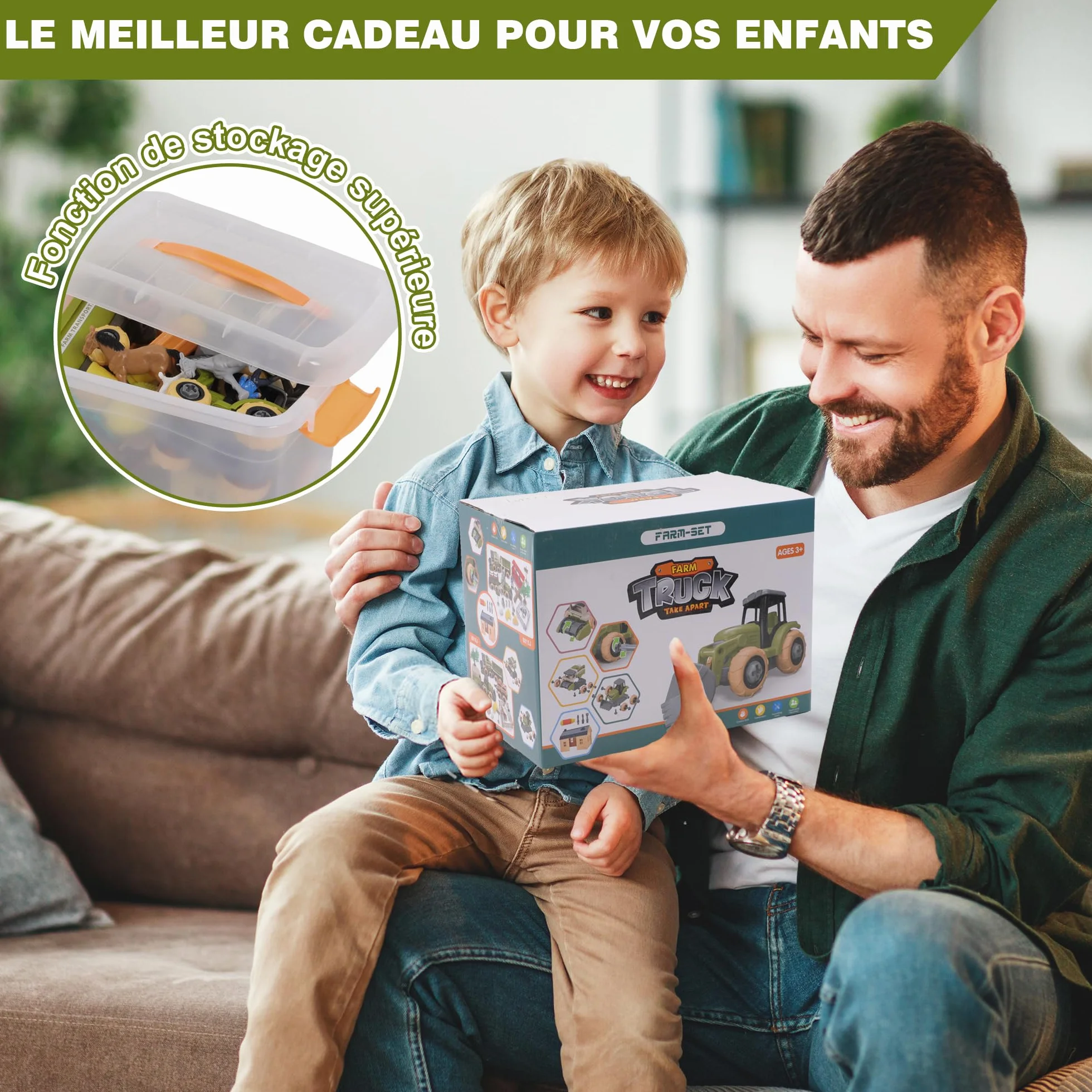 Herefun Jouet de Ferme avec Tracteur, Jouets Éducatifs Agricoles pour Enfant 3+ Ans