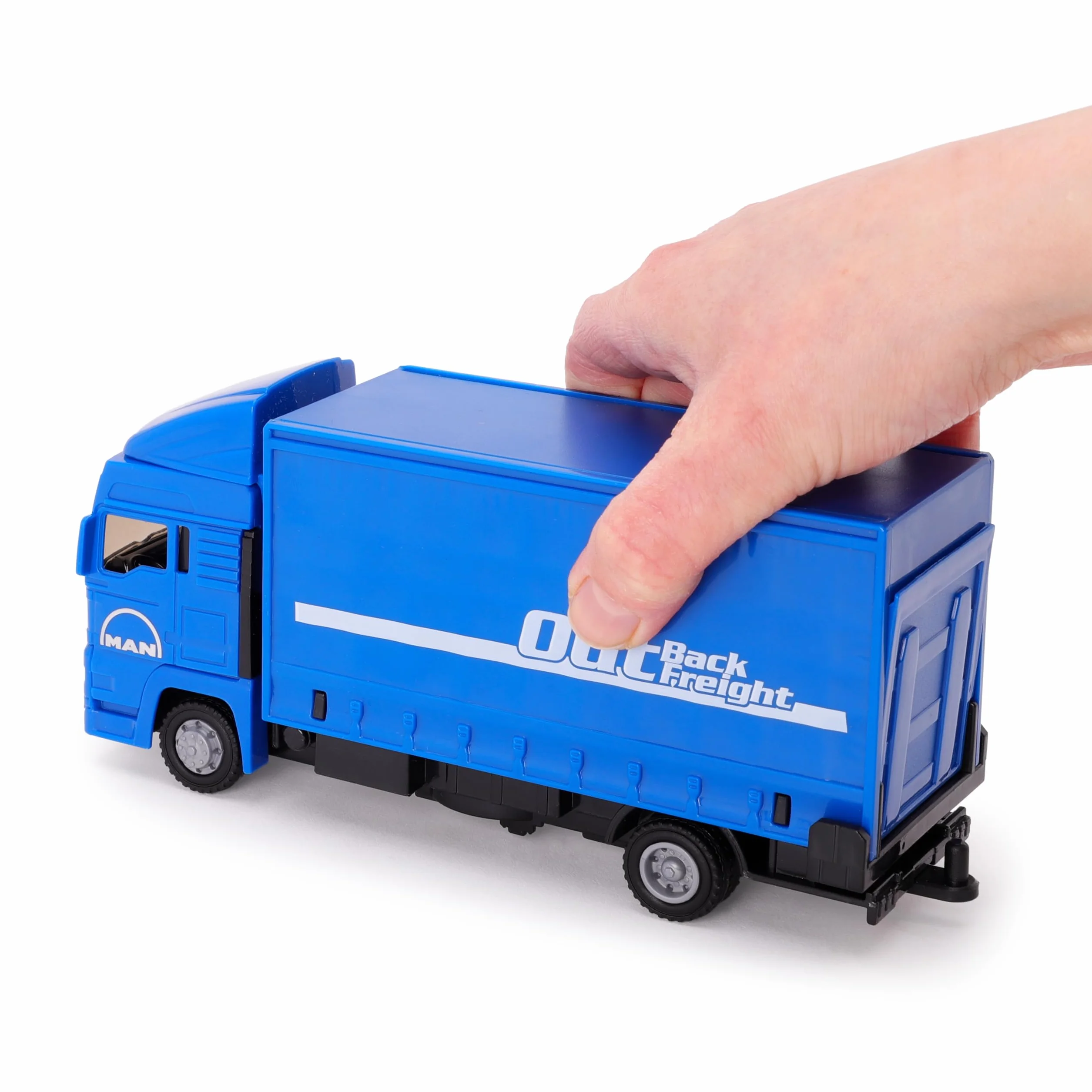 Toyland Coffret Load & Go Camion Man Chariot élévateur Palette 15cm 1:48 Construction Métal Plastique 3 Ans Bleu