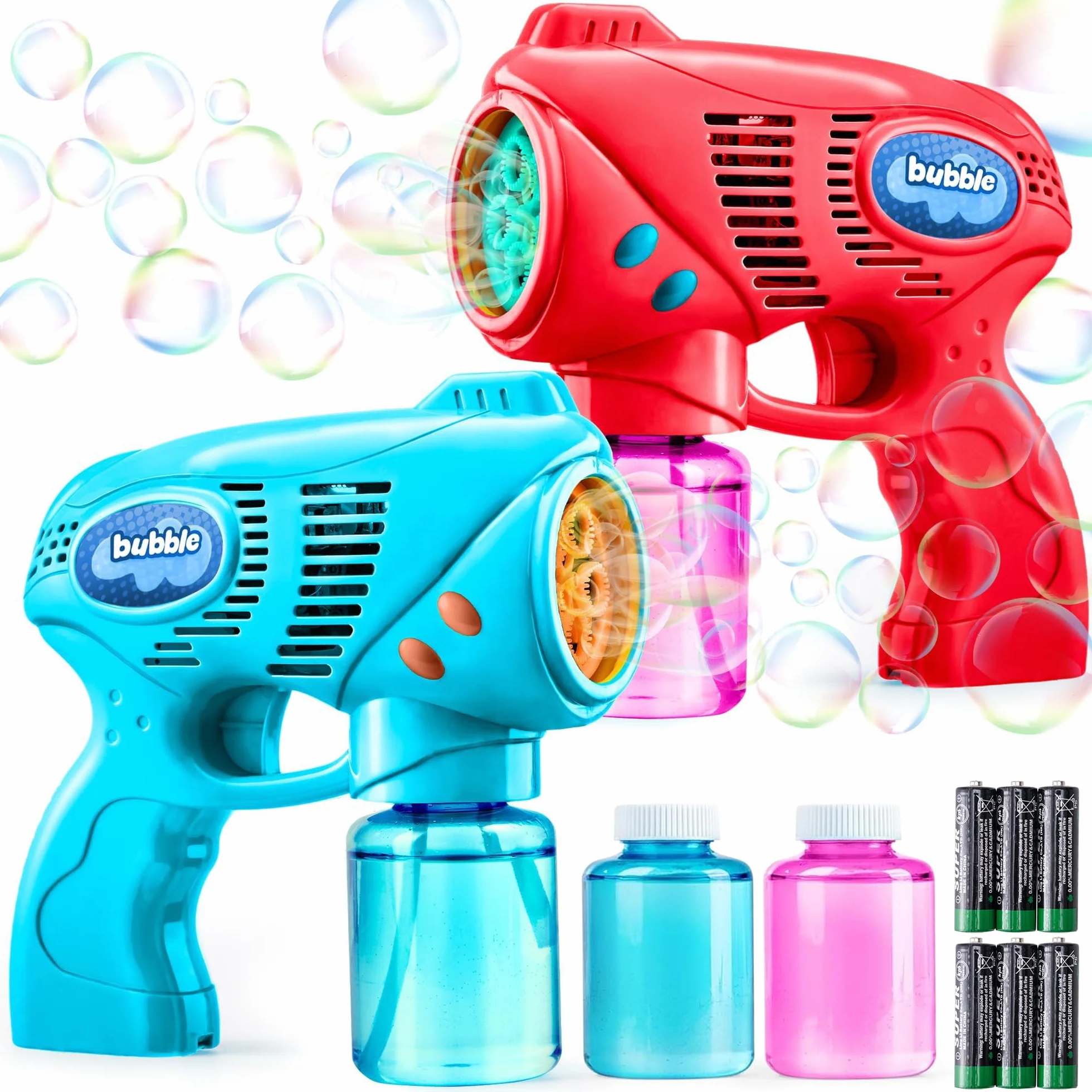 JOYIN 2 Pistolets à Bulles avec 2 Recharges 296ml, Machine à Bulles pour Enfants, Cadeau d'Anniversaire
