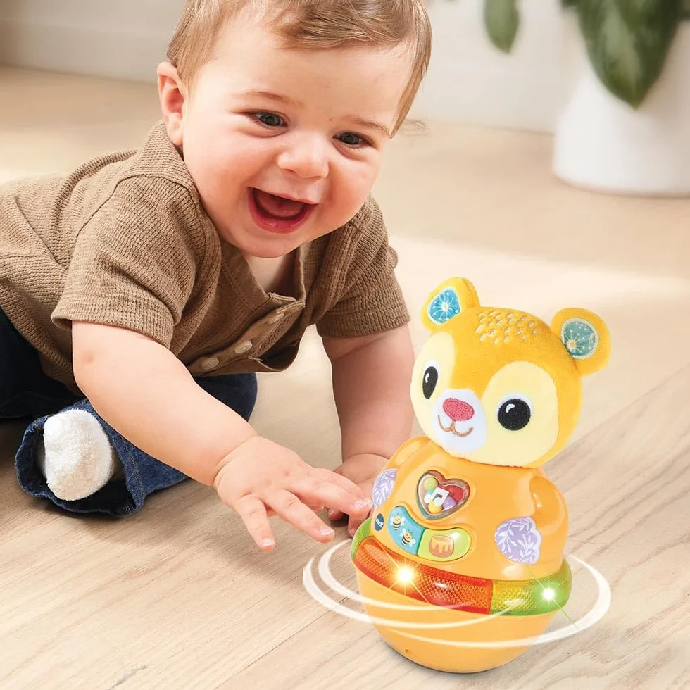 VTech Bonbon Ourson Culbuto Ours Peluche Rigolo Tourne Bascule Jeu Motricité Éveil Cadeau Bébé 6 Mois Français