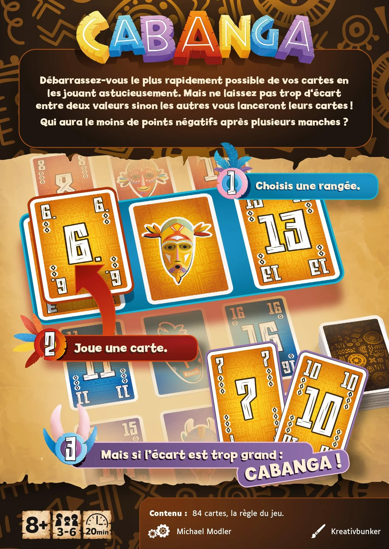 Gigamic CABANGA Jeu de Cartes stratégique 3-6 Joueurs 8 Ans+