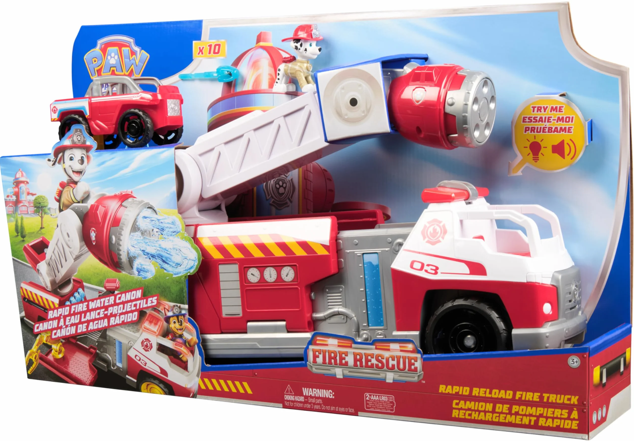 Paw Patrol Pat Patrouille Camion De Pompiers Fire Rescue Voiture Figurine Marcus Effets Sonores Lumineux Jouet Enfant 3 Ans