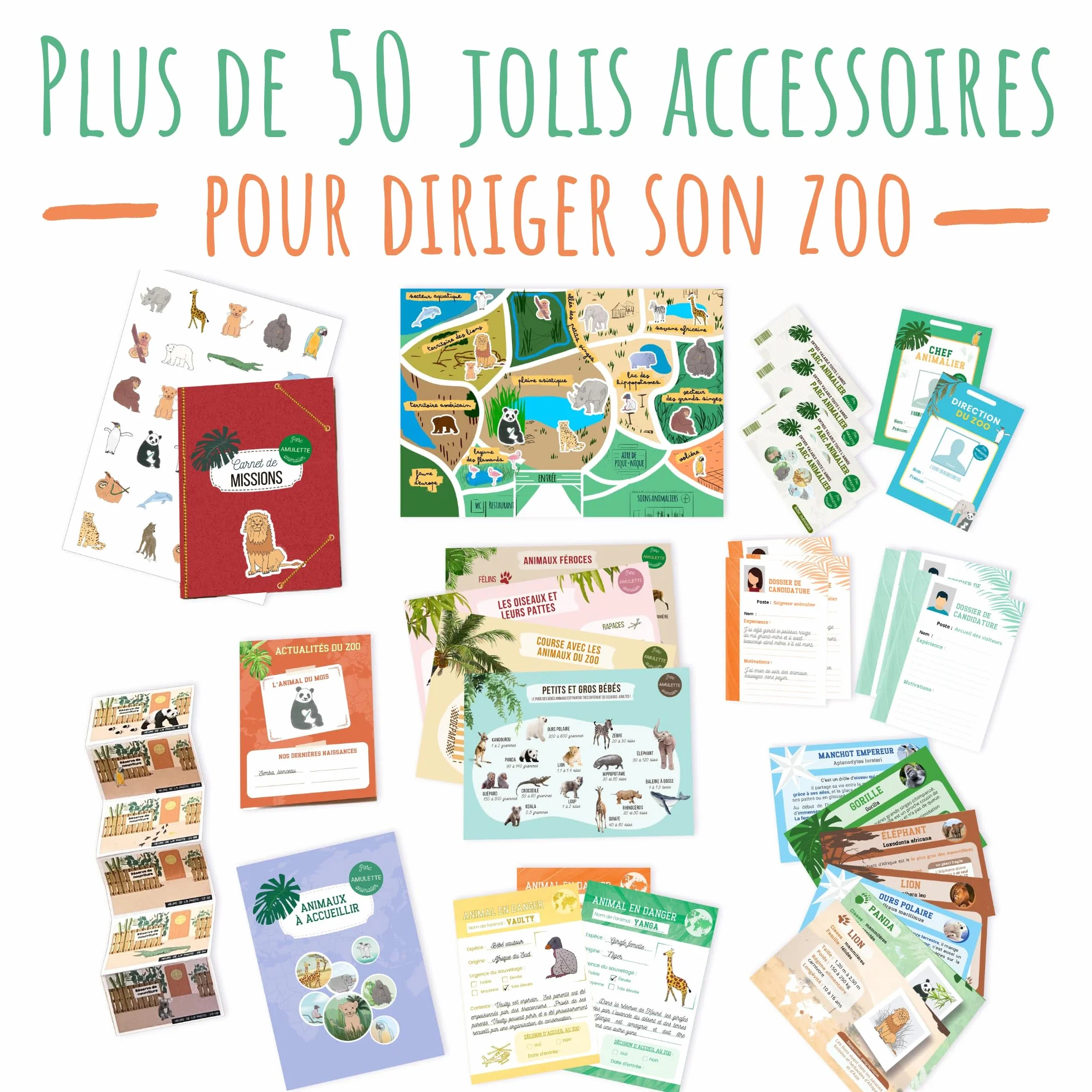 Kit Si J’étais en Mission au Zoo - Jeu Éducatif 6-10 Ans - 50+ Accessoires - Parc Animalier - Fabriqué en France MZOO