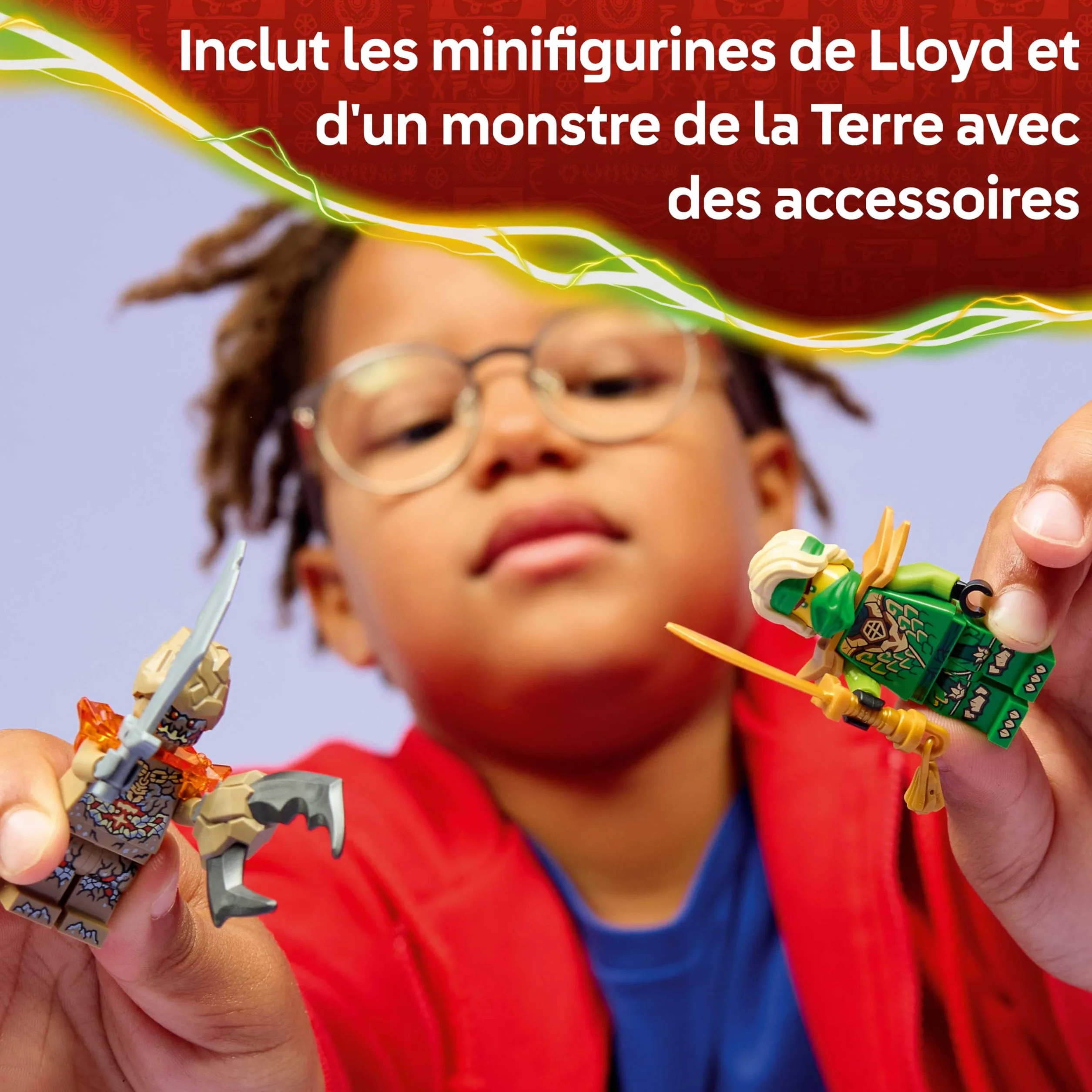 LEGO Ninjago Lloyd Contre la Toupie du Monstre de la Terre 71850 Jouet Ninja avec Lanceur 2 Minifigurines