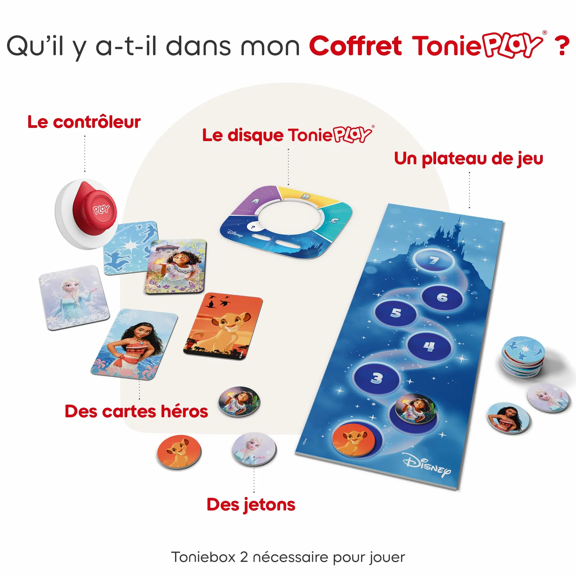 tonies Coffret Tonieplay Disney Le Grand Quiz avec contrôleur Compatible Toniebox 2 Jeu 3-9 Ans