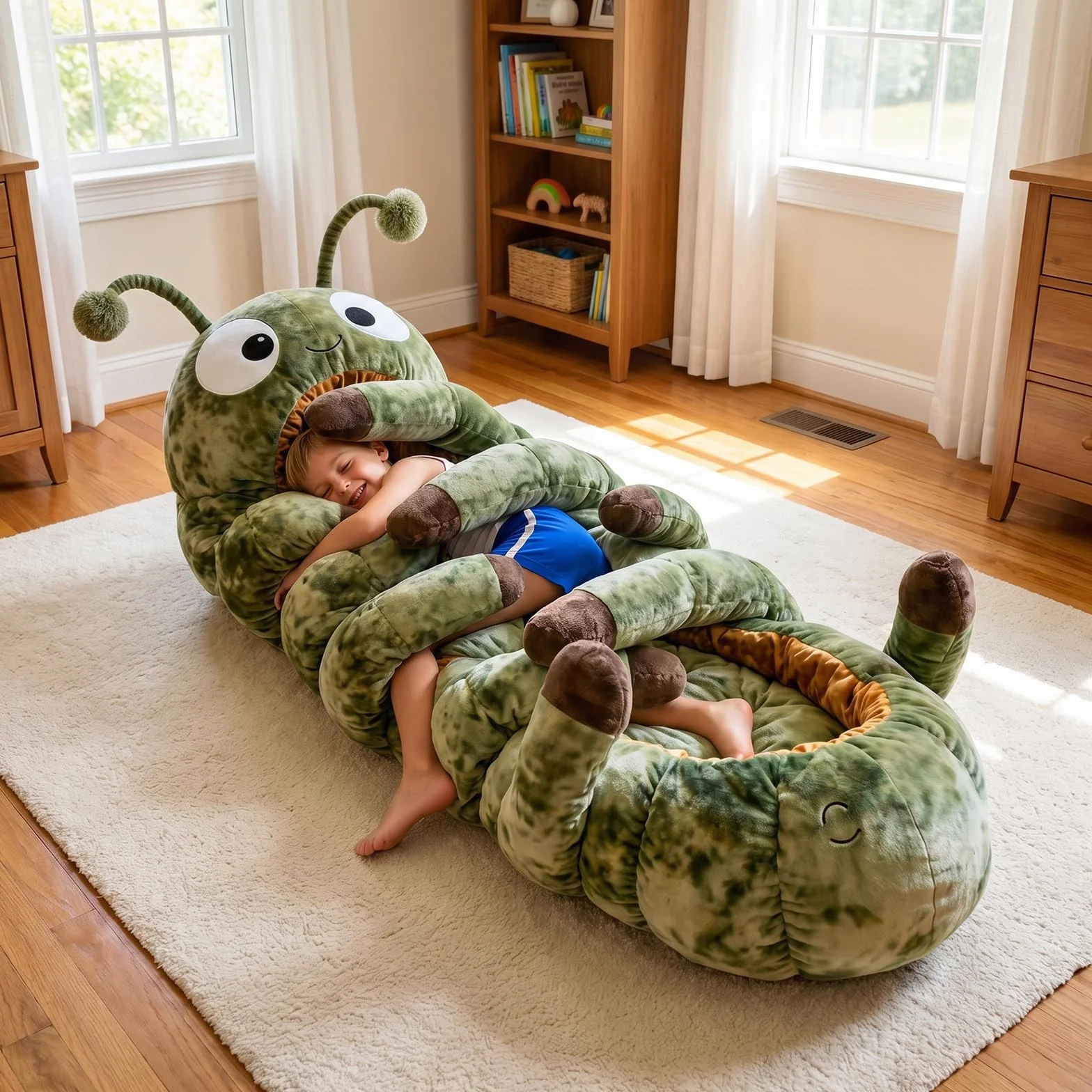 Sacs de Couchage Caterpillar Cocon en Peluche Léger Portable Multifonction