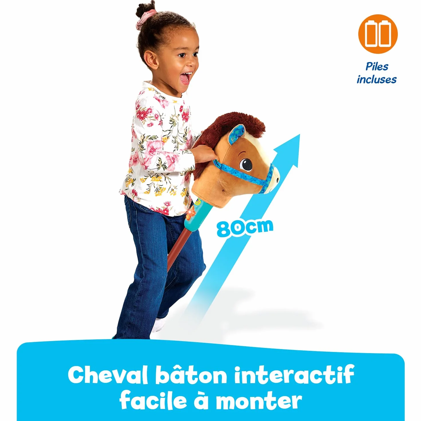 VTech Mistral Cheval Bâton Musical 80 cm - Hobby Horse Poney Jouet Interactif Enfant - Jeu Éducatif Motricité