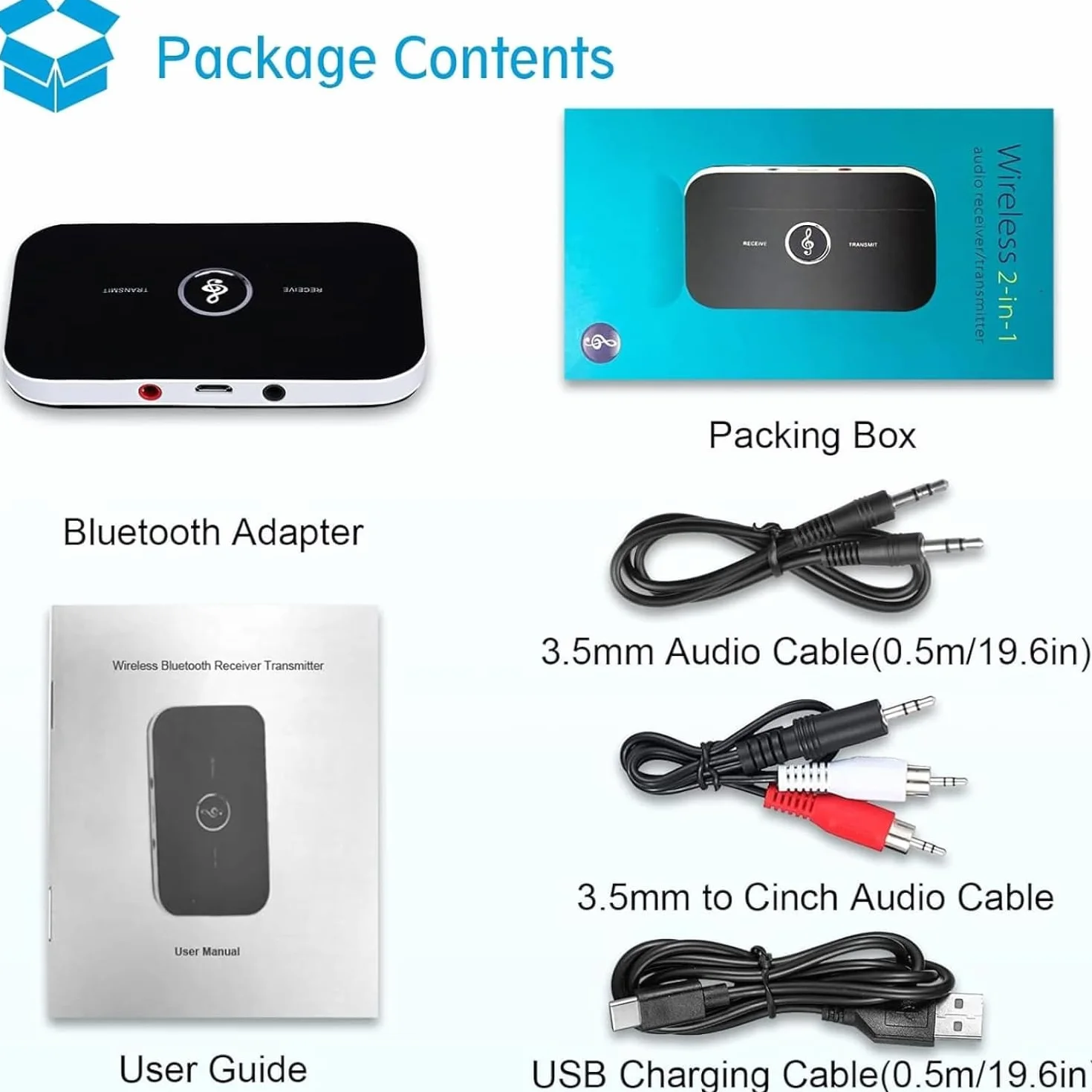 Adaptateur Bluetooth 5.0 Récepteur Émetteur 2 en 1 Audio 3,5mm RCA