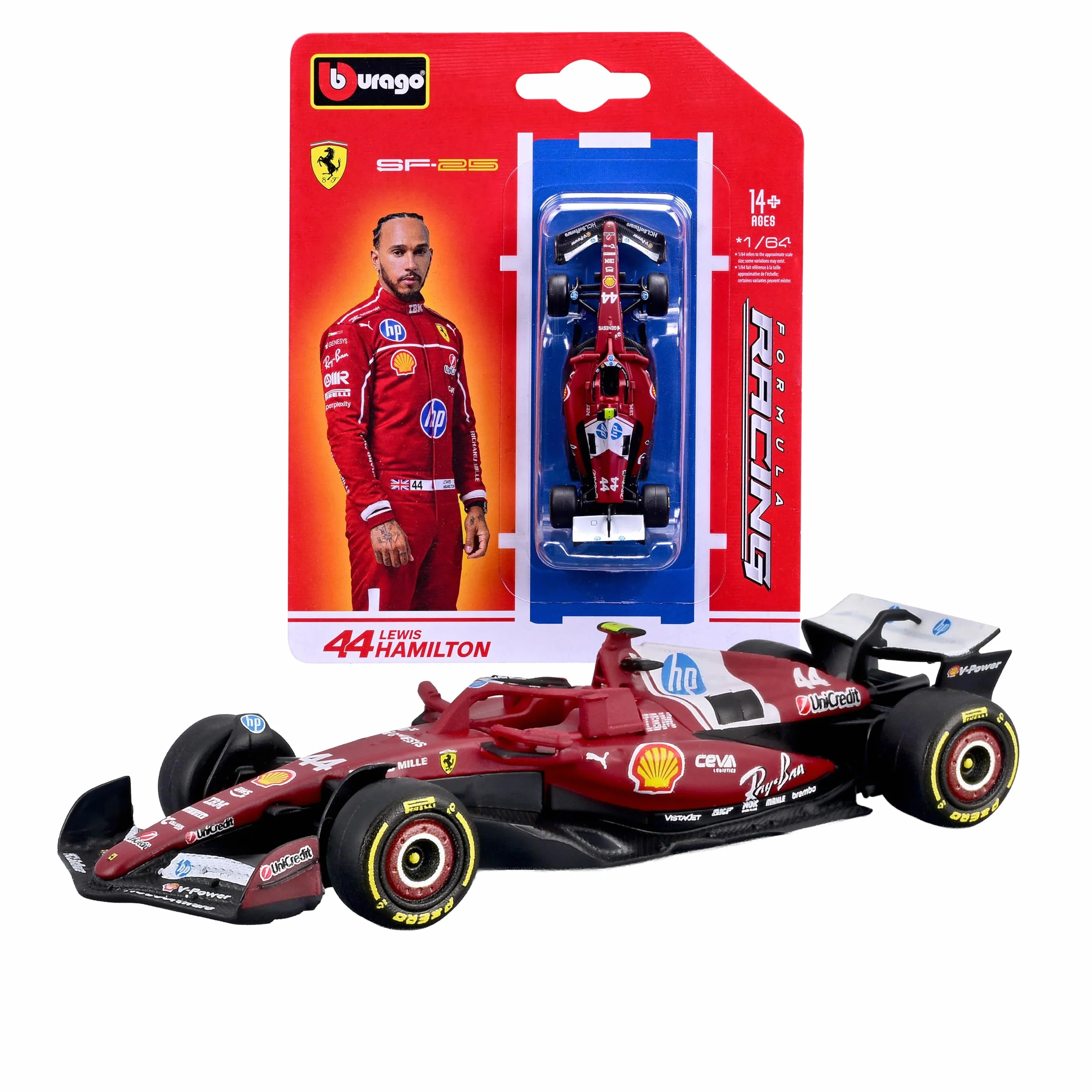 Bburago F1 Ferrari SF-25 #44 Lewis Hamilton 2025 Voiture Miniature Échelle 1:64 Réplique Officielle Ferrari