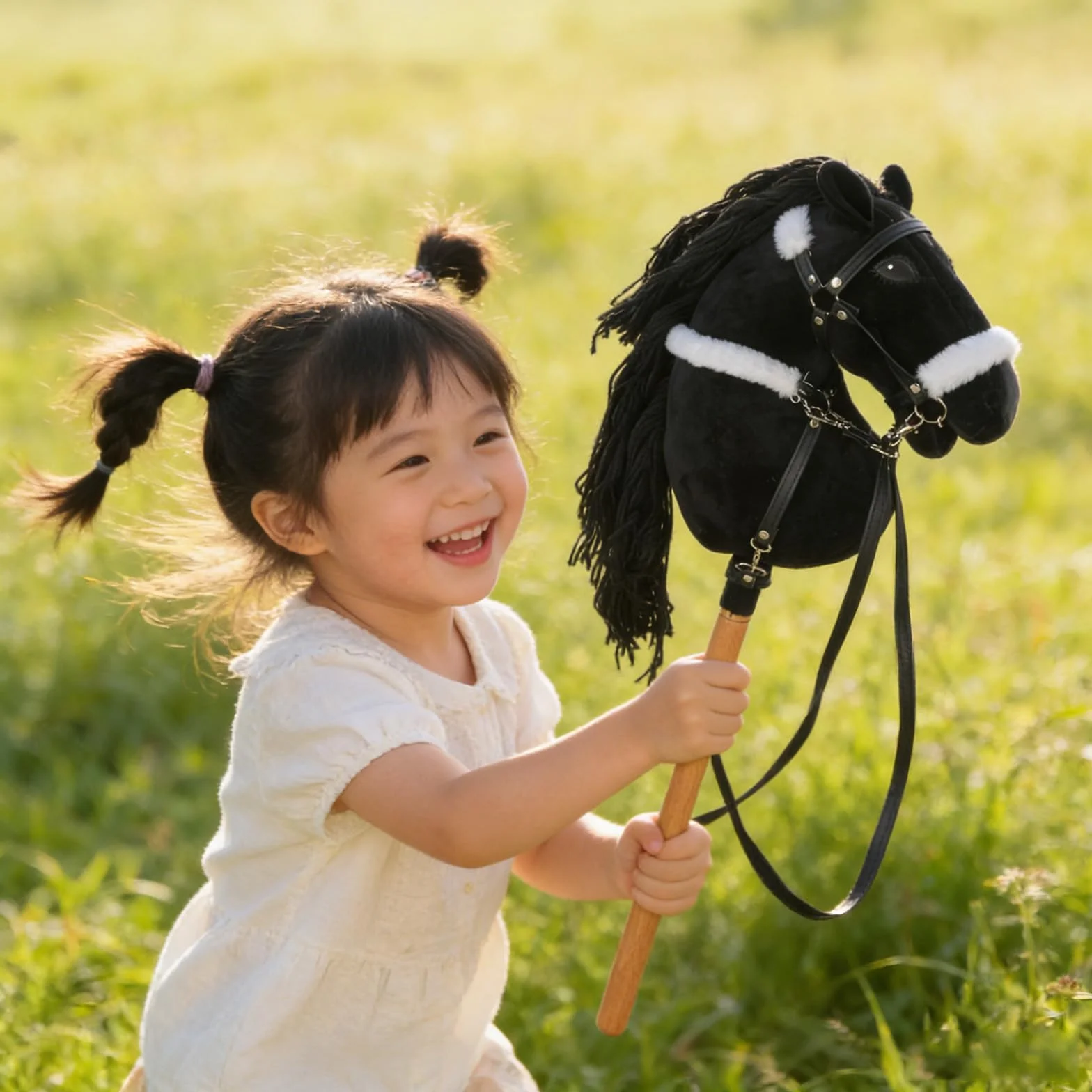 Peluche tête de cheval en bois pour enfants jeu de rôle