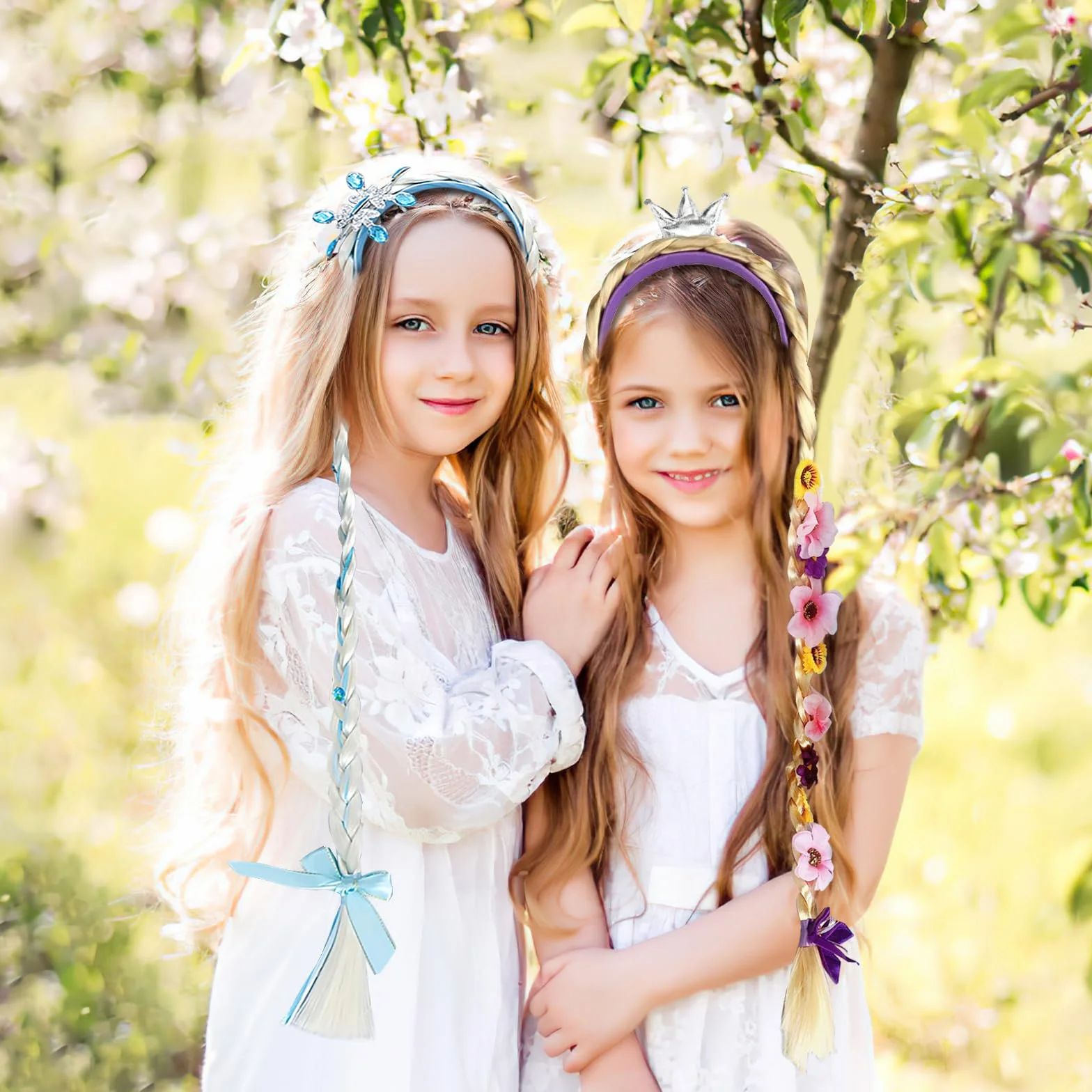 Perruque Raiponce Princesse Enfant, Tresses Cheveux Extensions, Accessoire Cheveux Filles Carnaval Halloween