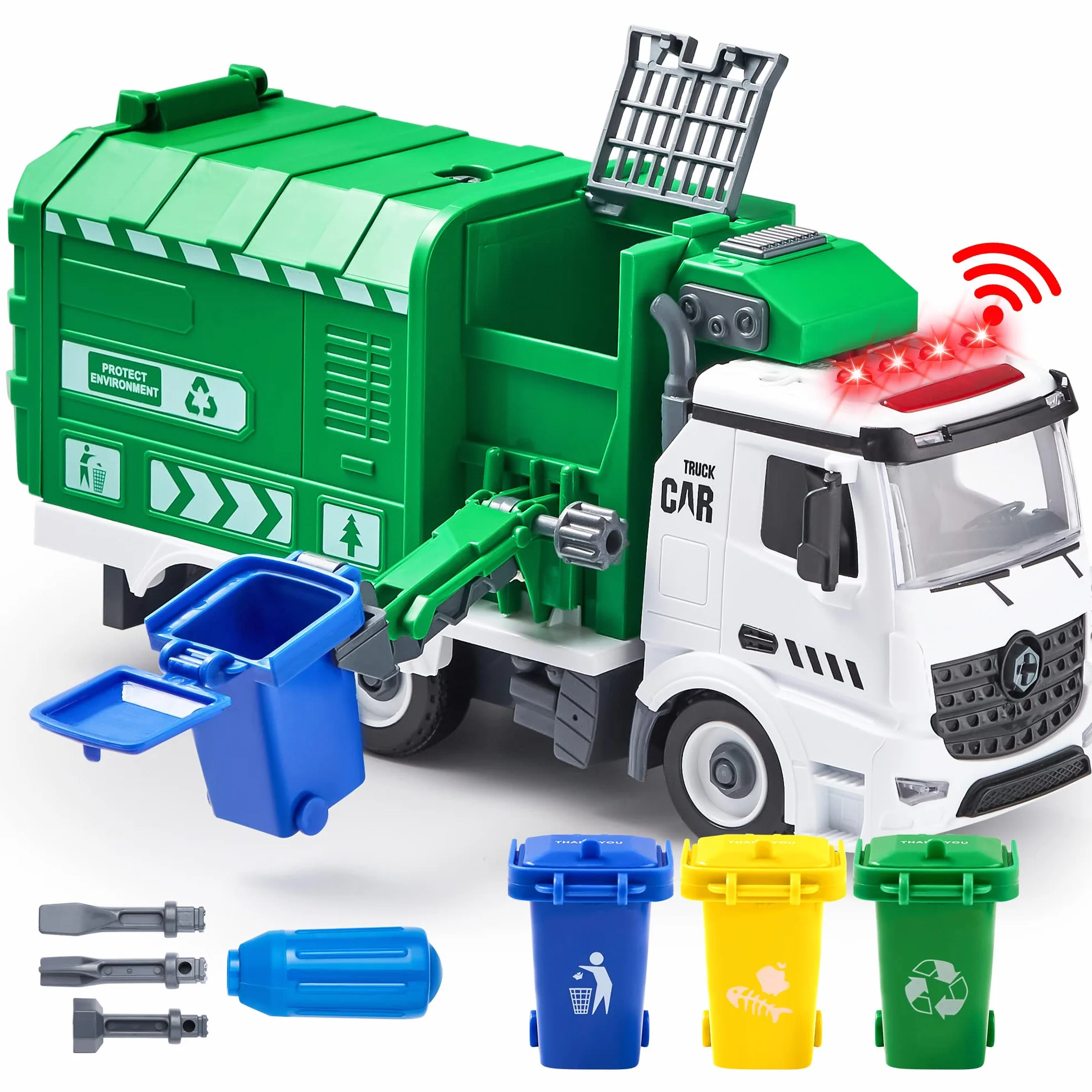 JOYIN Camion de ramassage des ordures jouet Jumbo avec lumière et sons pour enfants à partir de 3 ans
