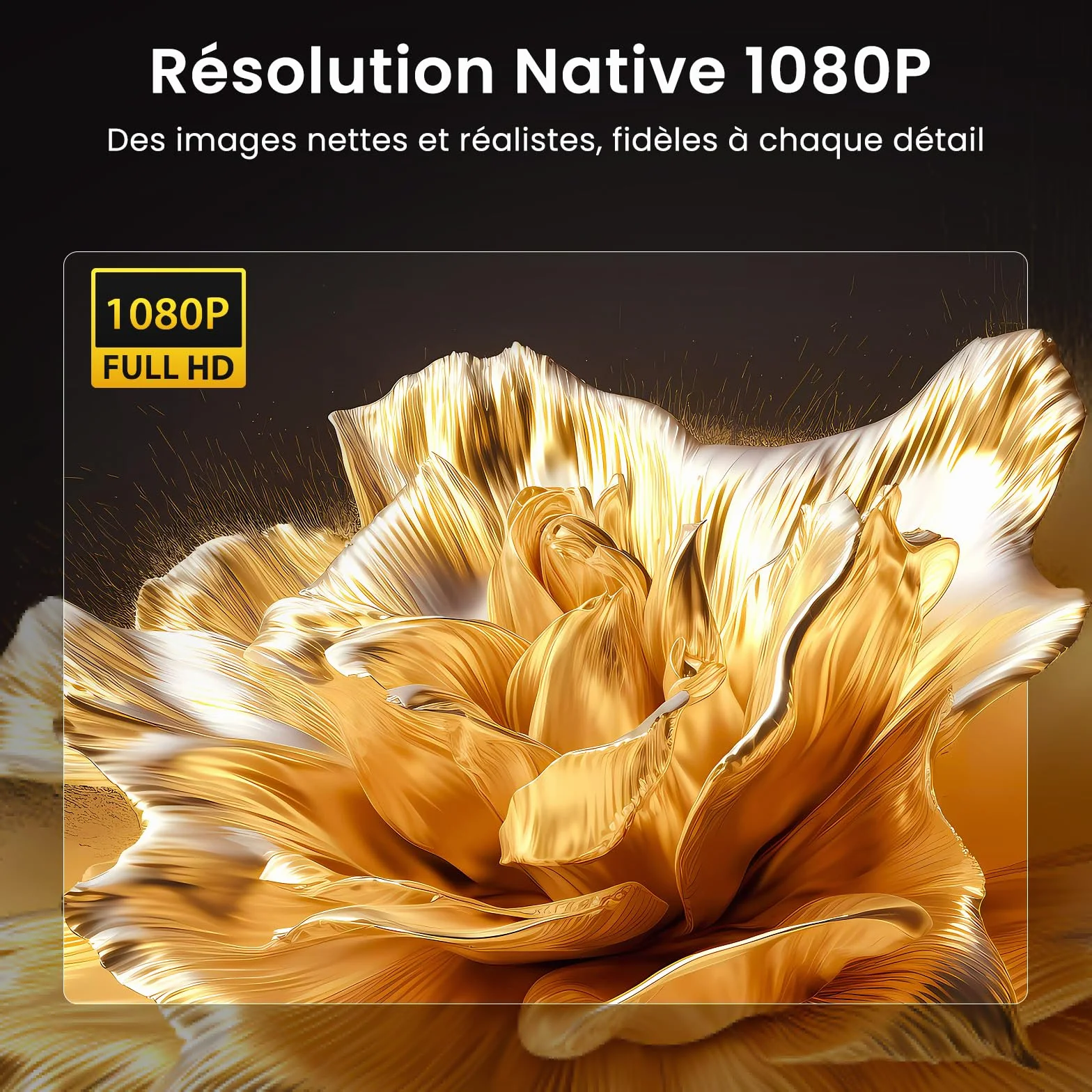 HAPPRUN H1 Projecteur Bluetooth 1080P Full HD Vidéoprojecteur Portable avec Haut-Parleur Intégré