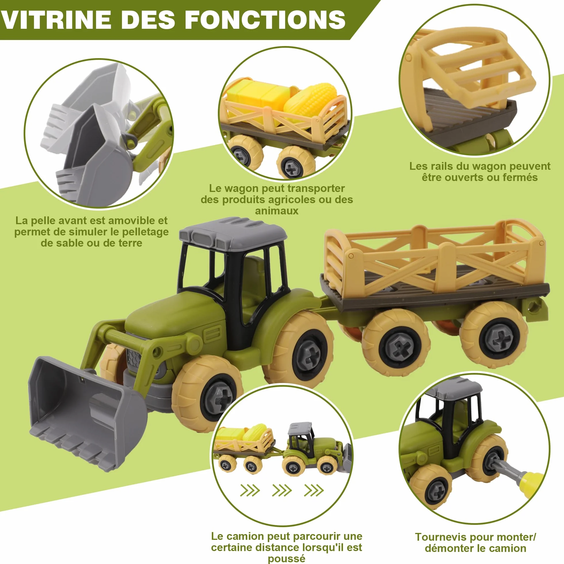 Herefun Jouet de Ferme avec Tracteur, Jouets Éducatifs Agricoles pour Enfant 3+ Ans