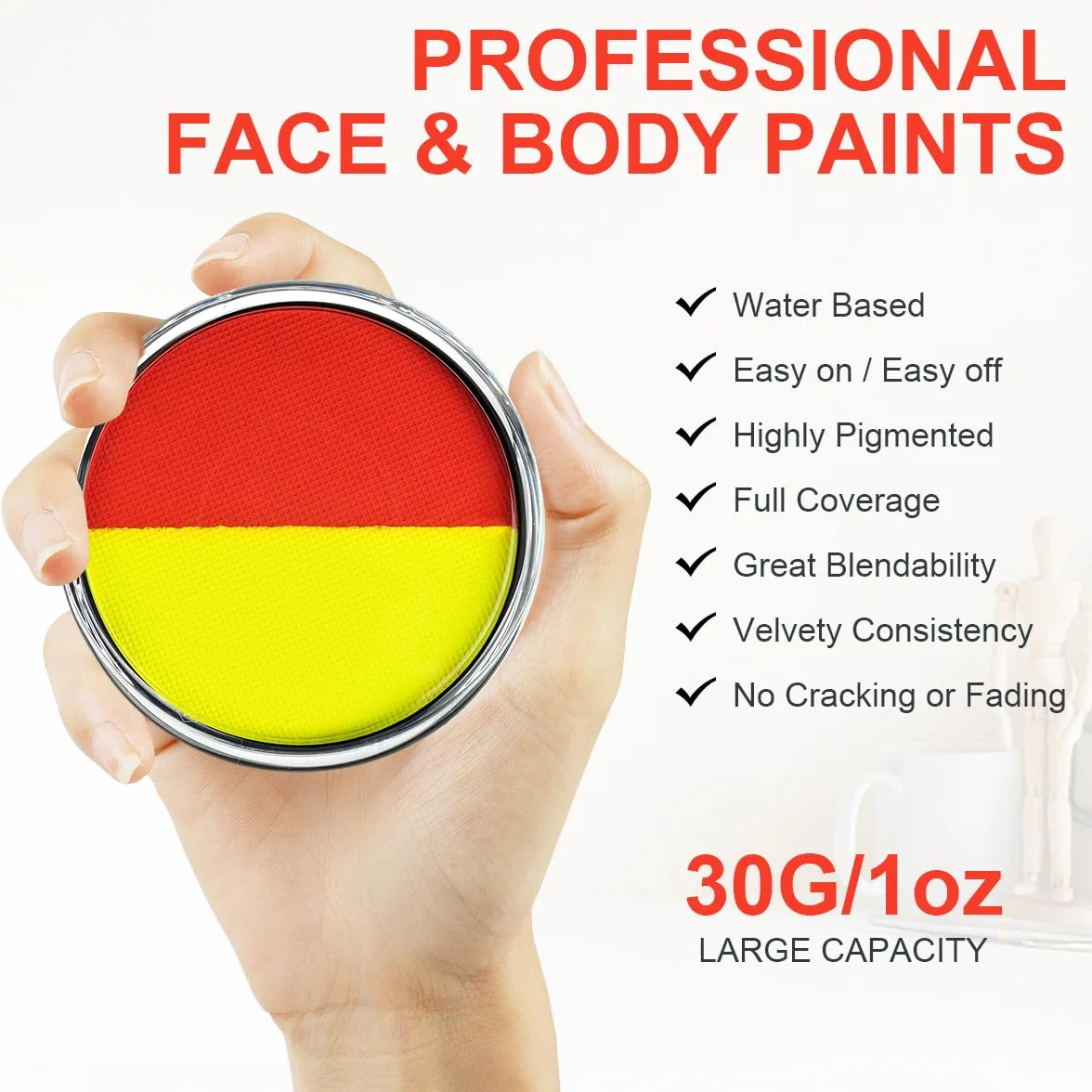 LOPHE Maquillage Fard Aquarellable Pot Peinture Visage Corps 30g Jaune Orange