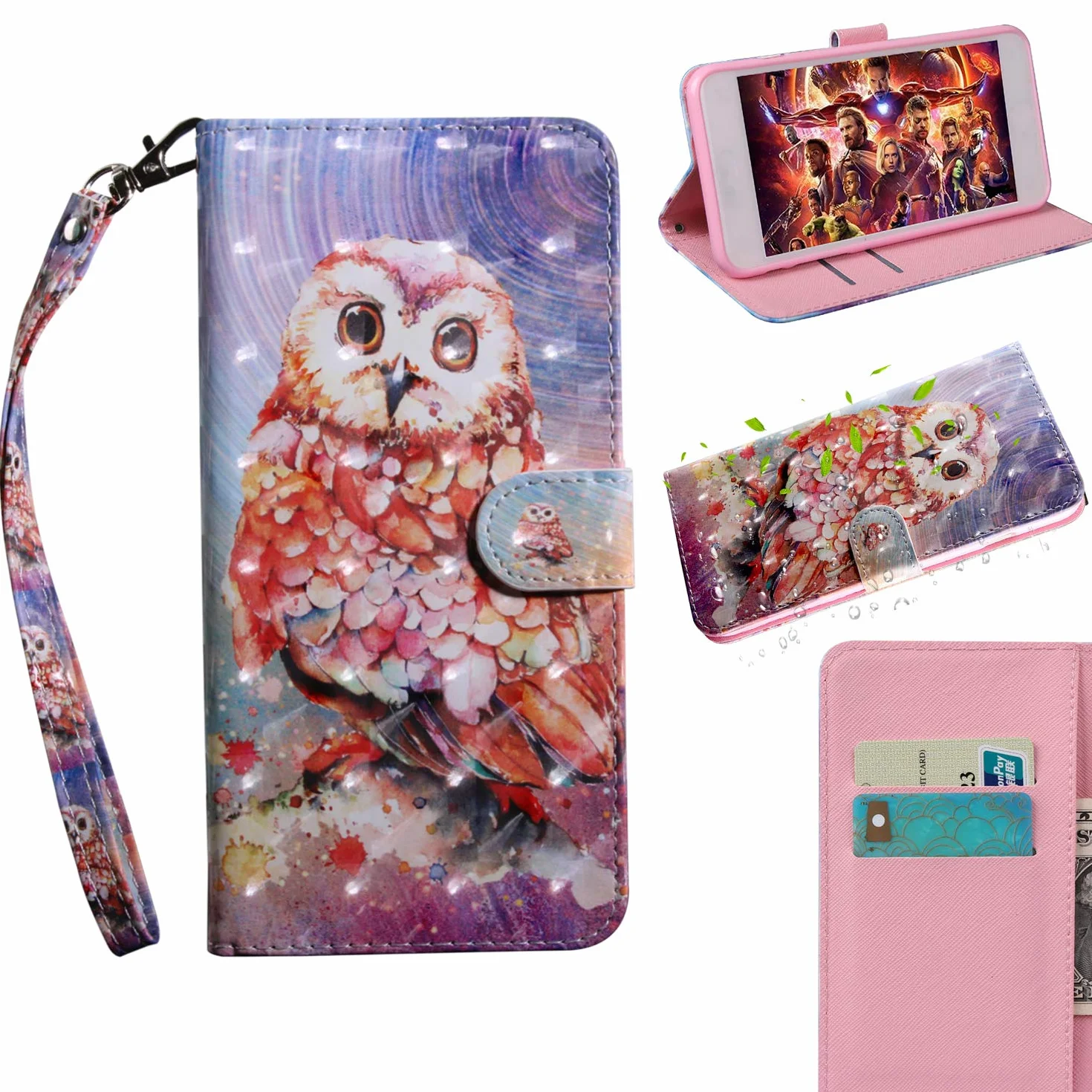Coque Samsung Galaxy A41 Cuir PU Portefeuille Aimant Rabat Housse Protection Hibou