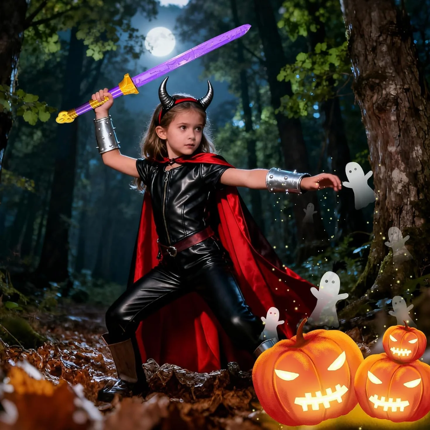 Épée R-umi KP-OP Anime Hunters, Épée Quatre Tigres Accessoire Costume Cosplay Enfants Violet