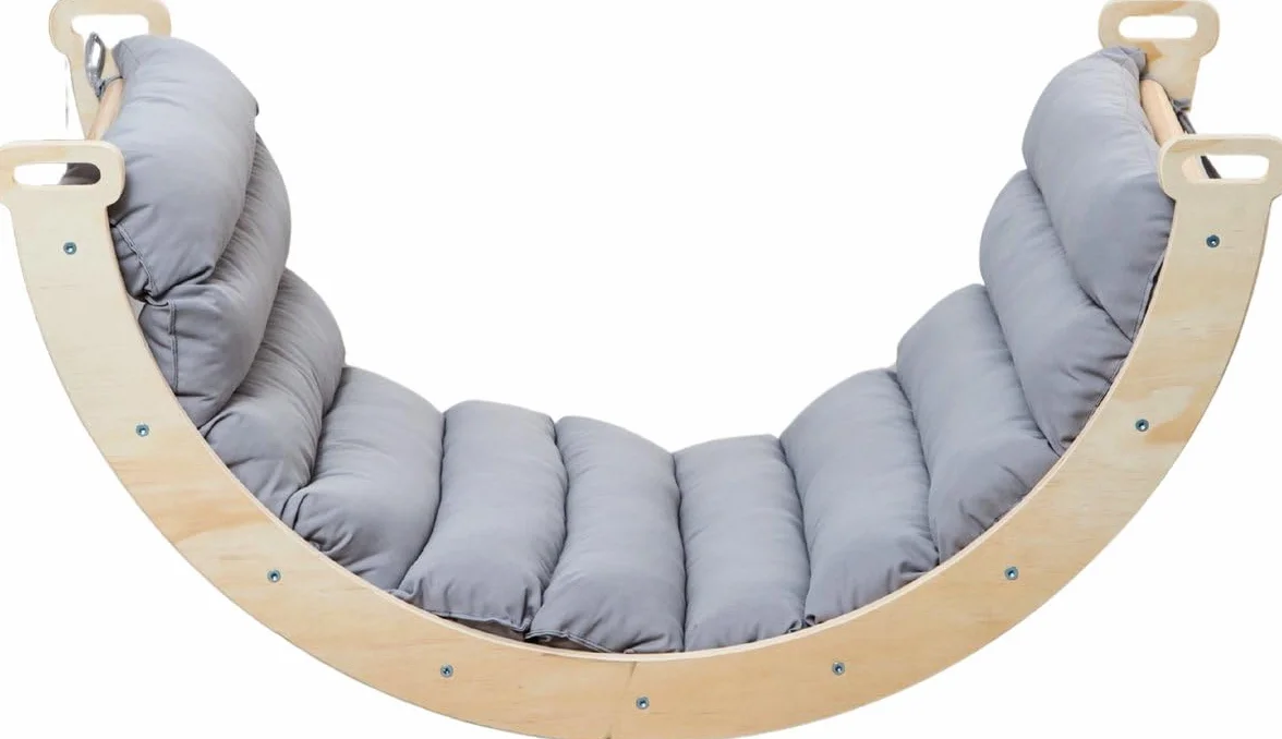 Mini Arche d'escalade en Bois avec Coussin Montessori Play Gym 78x47x37 cm Gris