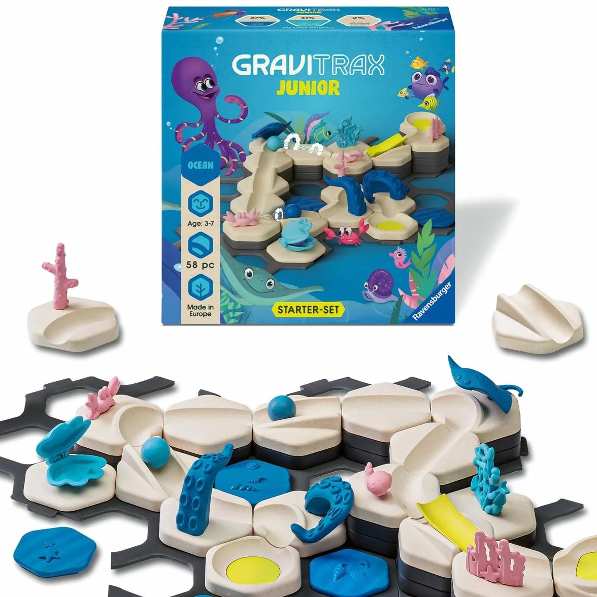 Ravensburger GravitraX Junior S Ocean Piste à Bille Extensible Enfants, Marbre Écologique