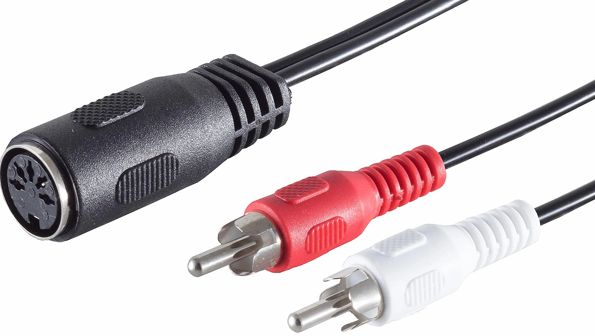 Câble adaptateur audio stéréo DIN 5 broches vers 2 RCA 0,2 m connecteurs moulés contacts nickelés Hi-Fi studio